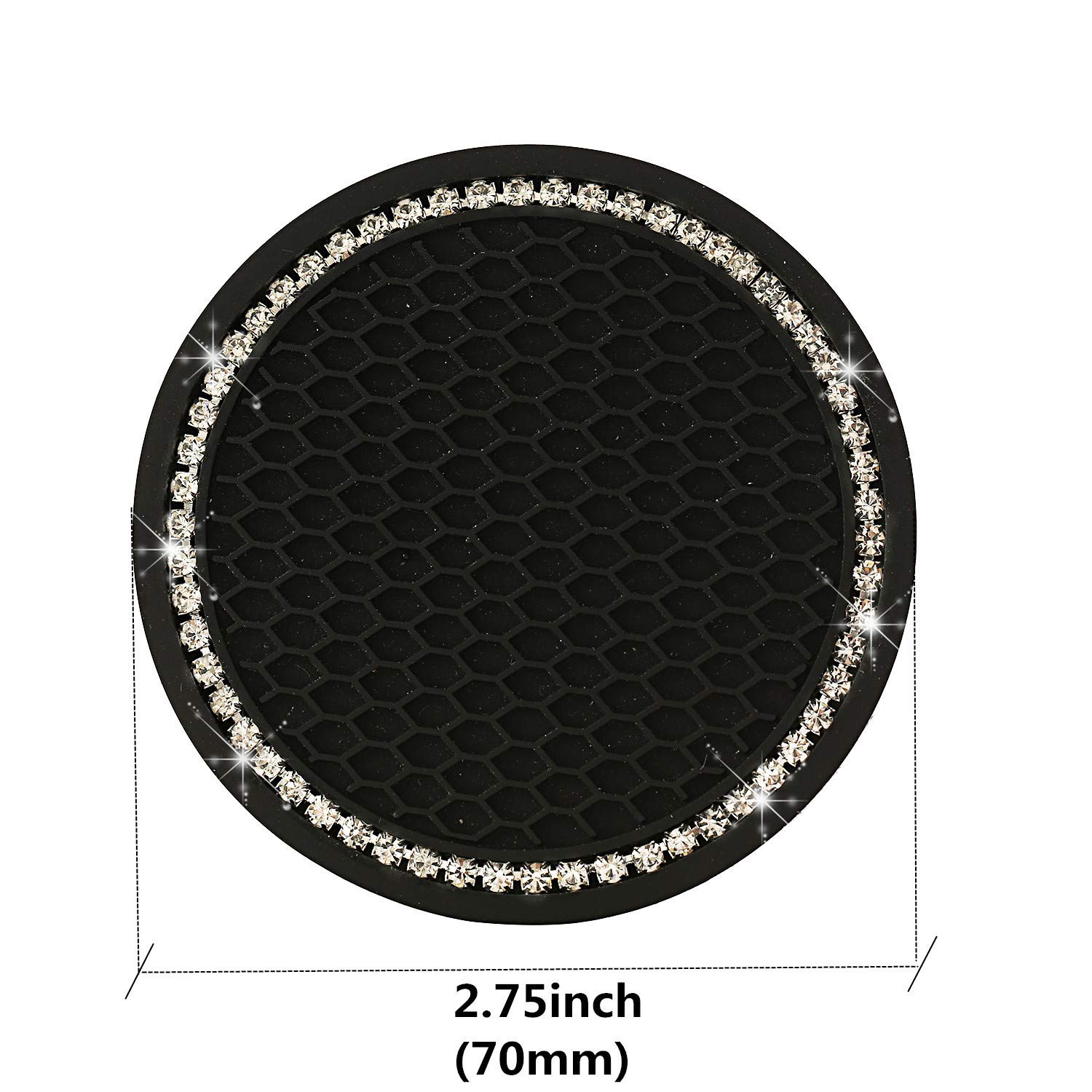 Yungeln 2 Pezzi Universali Bling Sottobicchieri per Auto con Pulsante di Avviamento Auto Anello di Strass Emblema Adesivo Universale Antiscivolo Portabicchieri in Silicone Inserto Strass di Cristallo