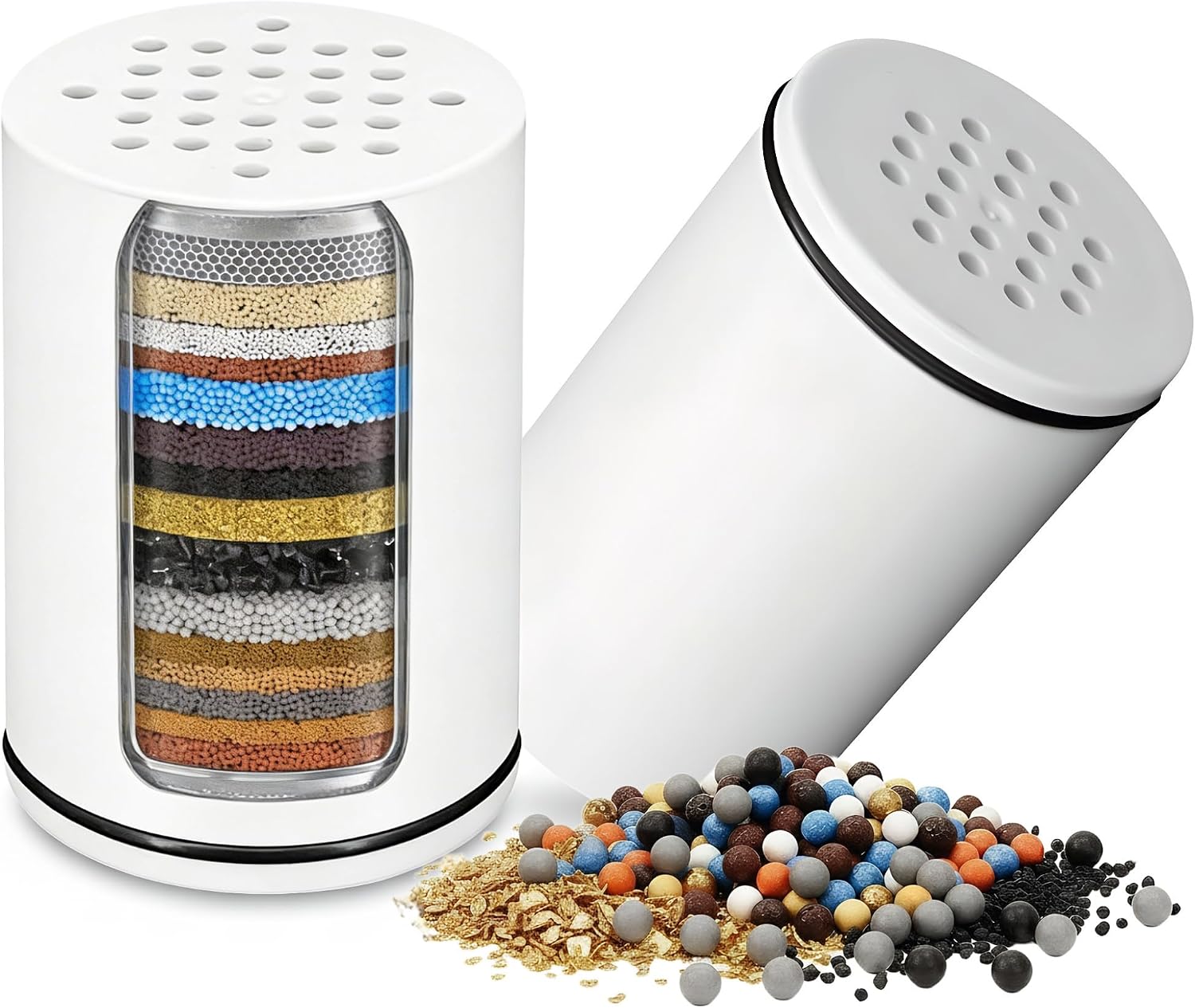 2 Pack Shower Filter Replacement Cartridge Compatible with Kitsch Shower Head, Multi-Stage Filtration, Hard Water Softener, Chlorine & Heavy Metal Filter