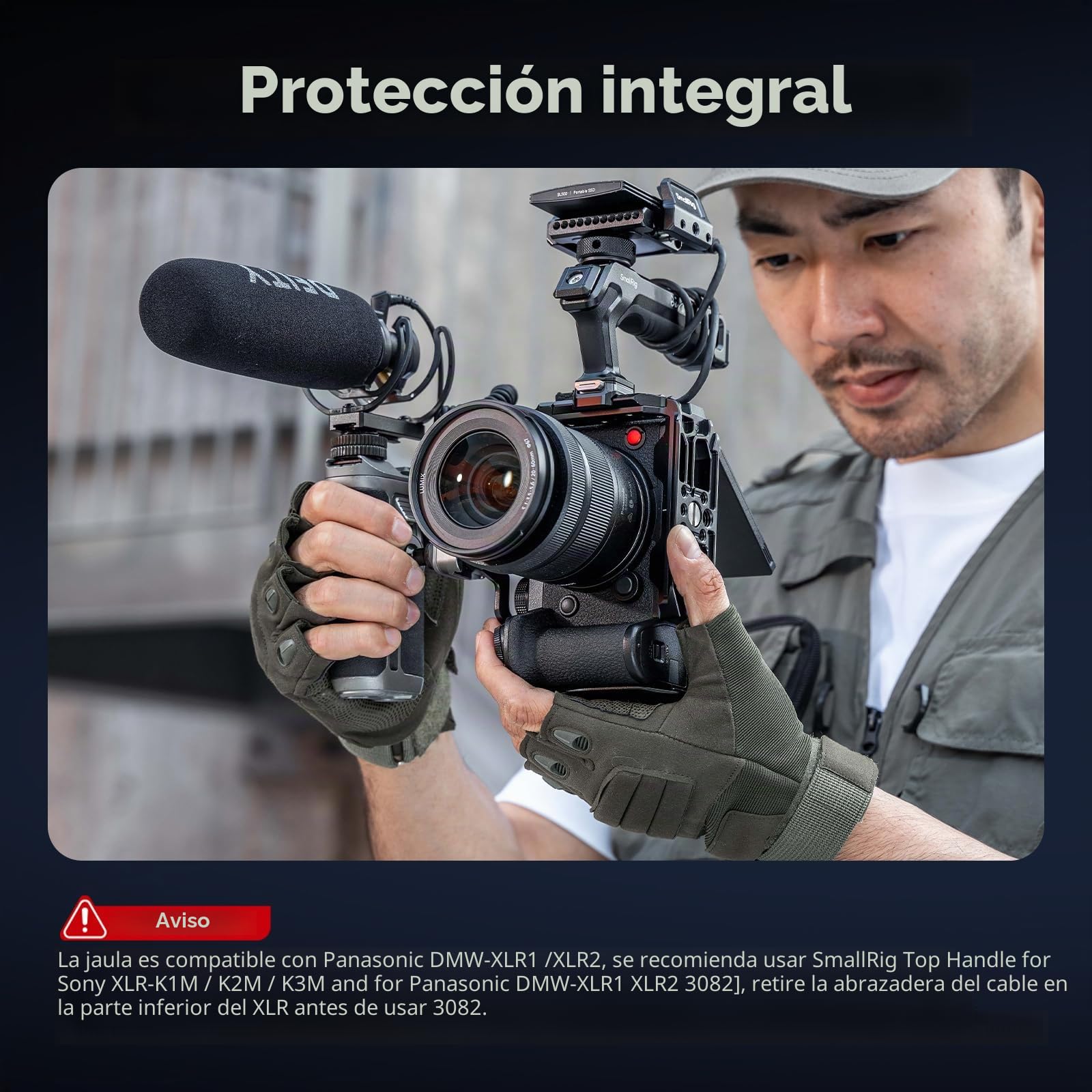 SMALLRIG S1R II Caja para Panasonic LUMIX S1R / S5 / G9, Placa de Liberación Rápida Arca Incluida, Con Agujeros de 1/4"-20 y 3/8"-16, Dos Barras Laterales NATO, Aleta Frío