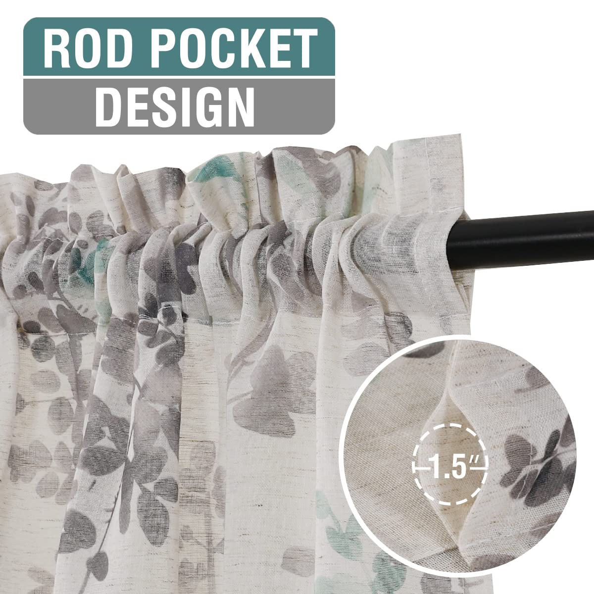 H.VERSAILTEX Cortinas De Lino De 84 Pulgadas De Largo, Mezcla De Lino Natural, Cortinas Para Sala De Estar, Cortinas Texturizadas De Lino De Arpillera Con Filtro De Luz, Cortinas Con Bolsillo