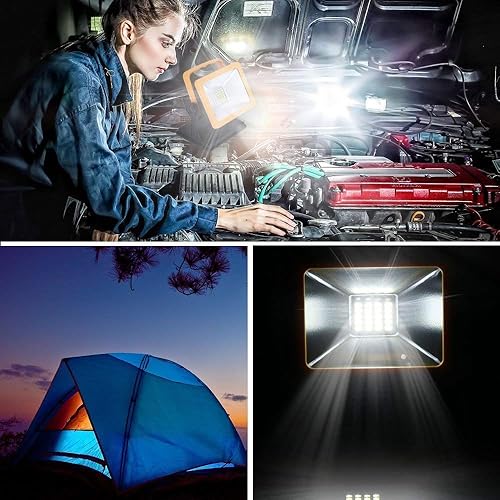 Miniatura 6 de Luz de trabajo LED COB con base magnética 30 W 8H regalos focos impermeables al aire libre camping luces de emergencia con modo SOS (amarillo-30W)