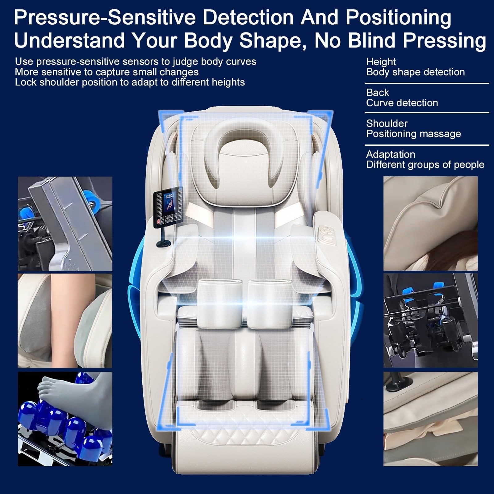 Sillón de Masaje Inteligente 4D con Guía SL, Compresión de Aire Cuerpo Completo Calor Lumbar y Reclinación Cero Gravedad para Relajación Máxima en Casa