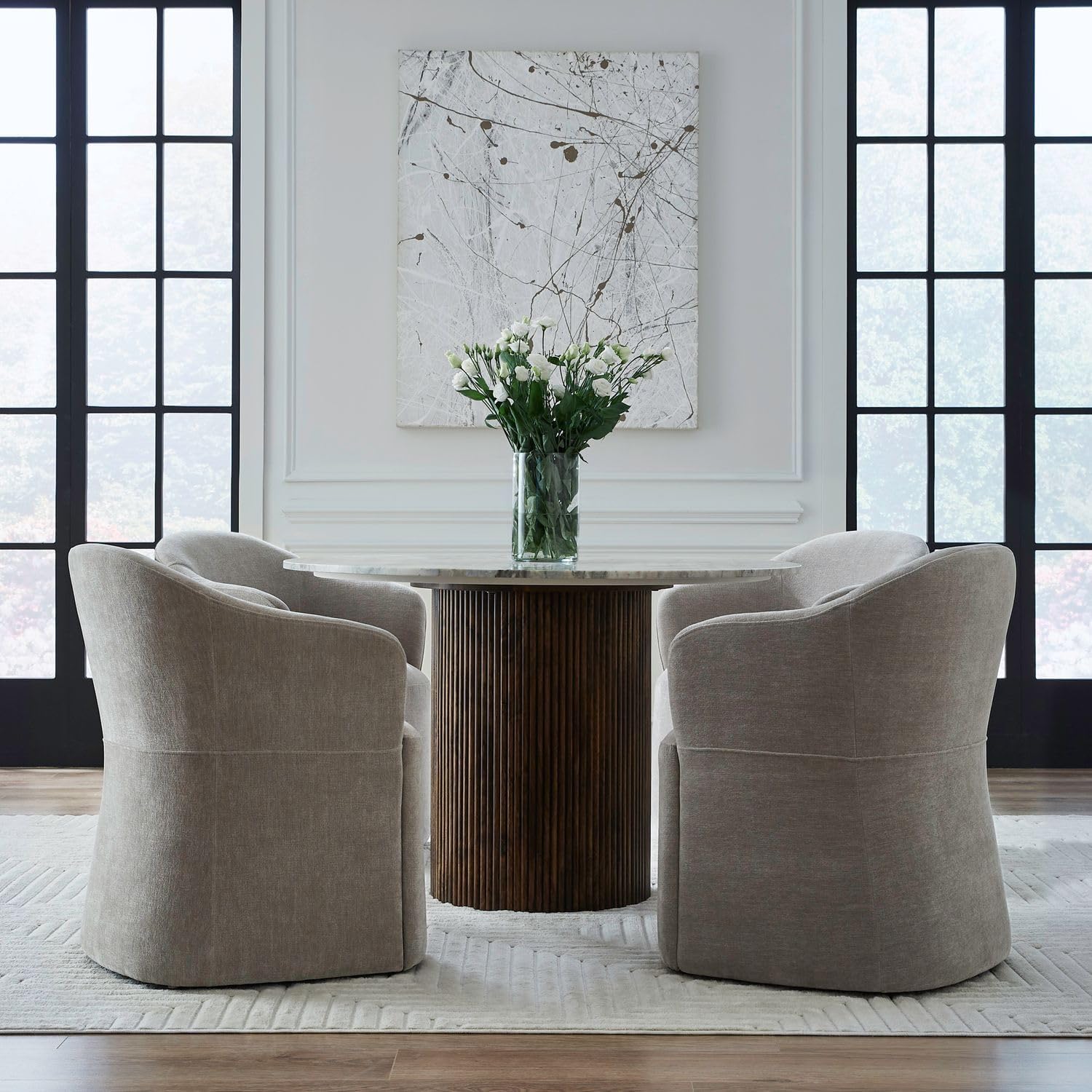 Liberty Furniture Accent Dining Chairs with Castors - Squared Arm - Truffle Upholstry - Set of Four