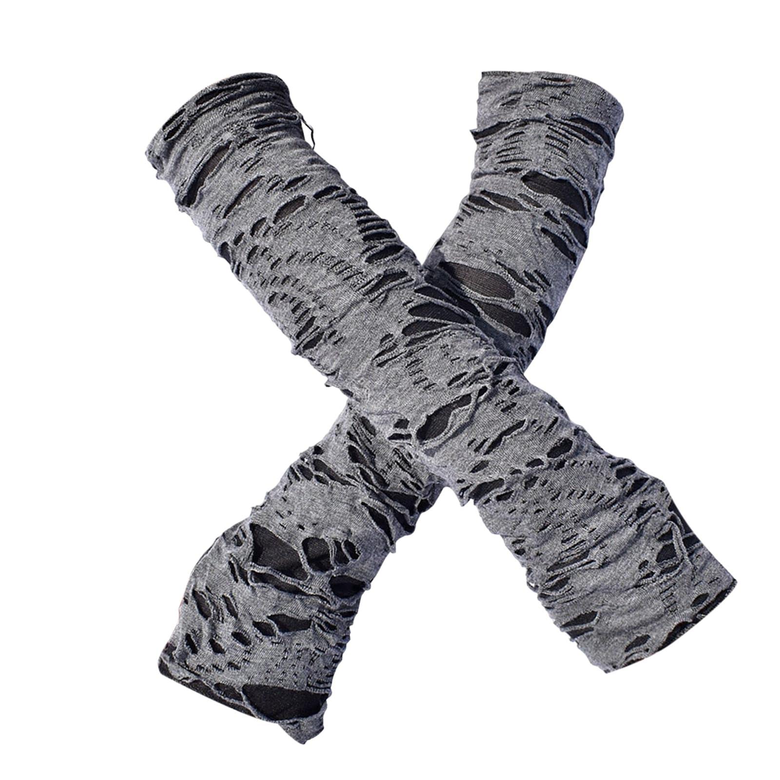 CALANDIS Broken Slit Gloves Steampunk Ripped Gloves Party Gothic Fingerless Gloves-image-38