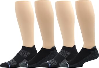 Dr. Motion Mens Low Cut Cushioned Breathable Compression Ankle Socks with Arch Support 4 Pairs