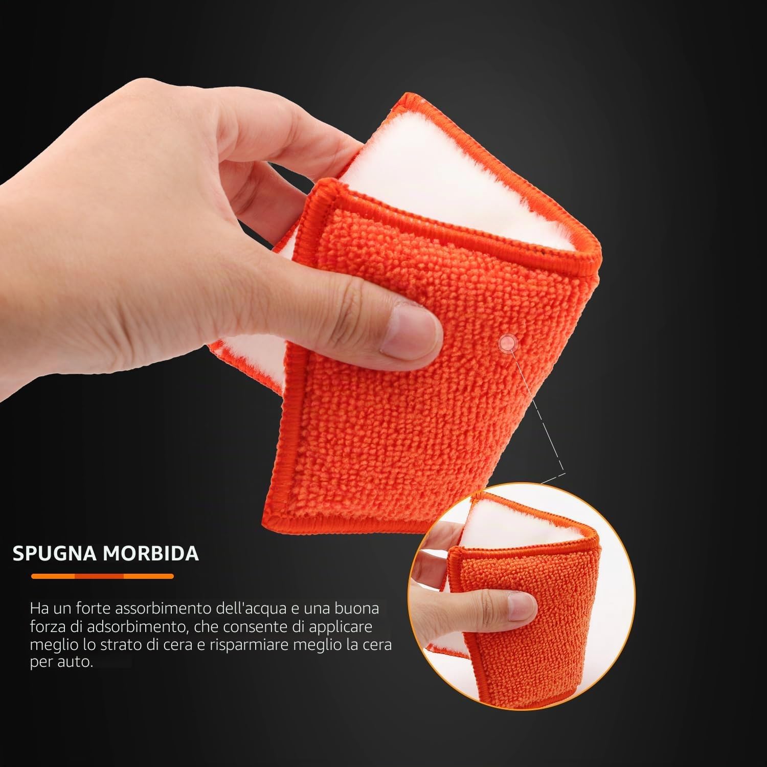 SPTA Applicatore in Spugna, 8 Pezzi tamponi applicatori in schiuma di cera in microfibra, Tampone Applicatore per Lucidatura Cera Auto Pulito per la Distribuzione Liscia e Delicata di Cere