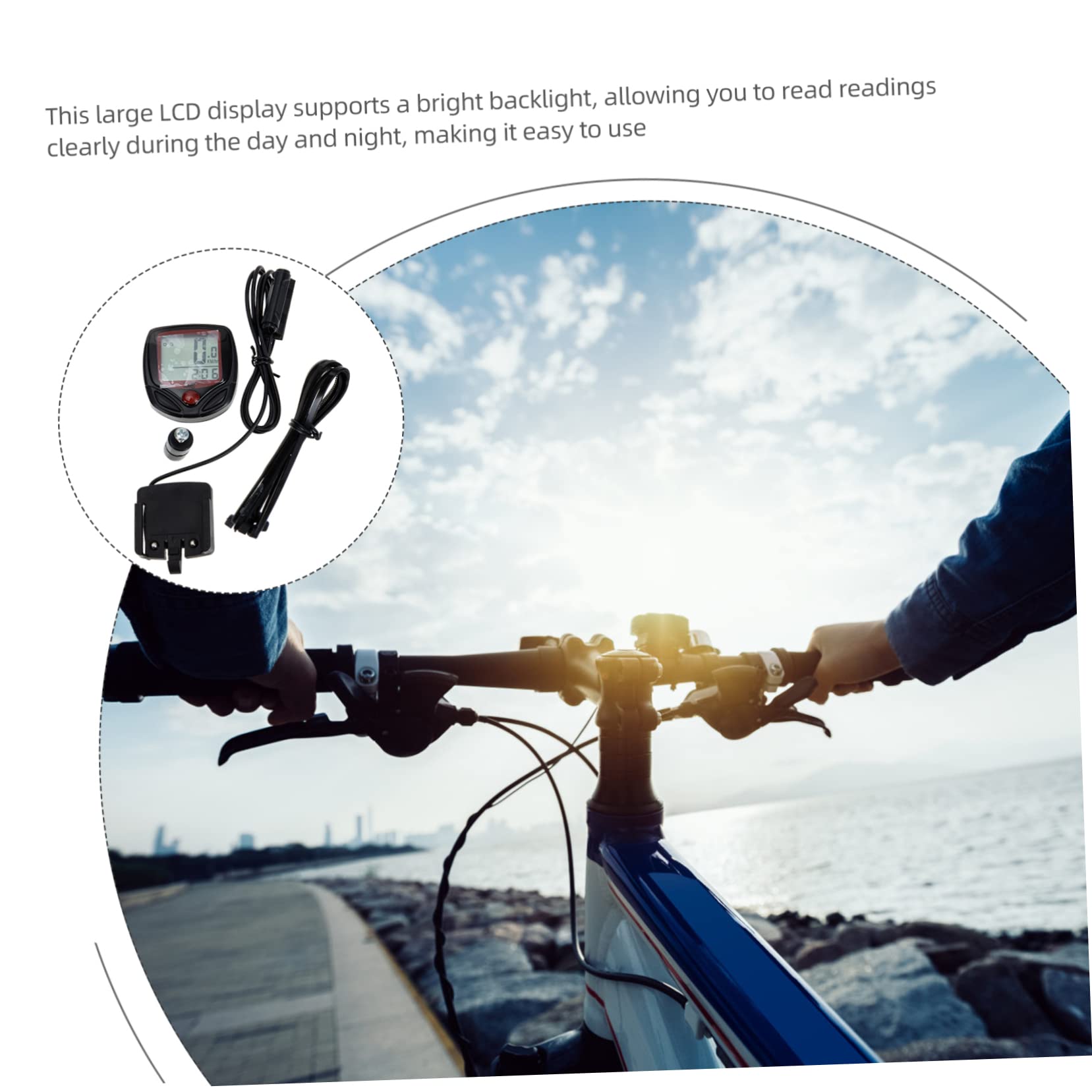 Abaodam 2 Sets Multi Function Bike Speedometer Odometer Easy Install Cycling Accessory with LCD Display Backlight for Outdoor Riding Performance Monitoring