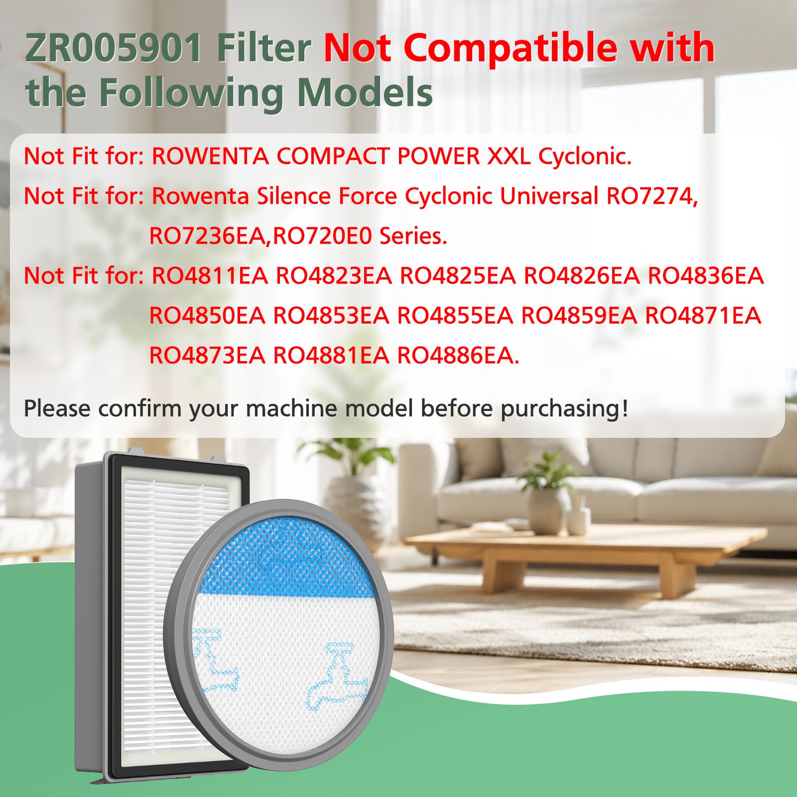 Filtry HEPA do Rowenta Cyclonic Power Series RO3753EA, RO3731EA, RO3786EA / Moulinex/Tefal Compact (porównaj ZR005901), 2 sztuki