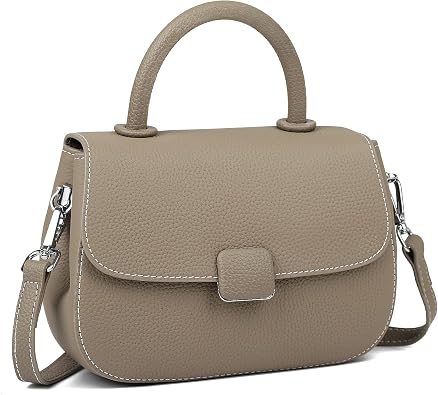 MFFOR Genuine Leather Shoulder Bag, Small Crossbody Bags for Women, Top Handle Handbag, Cute Purse with Adjustable Strap