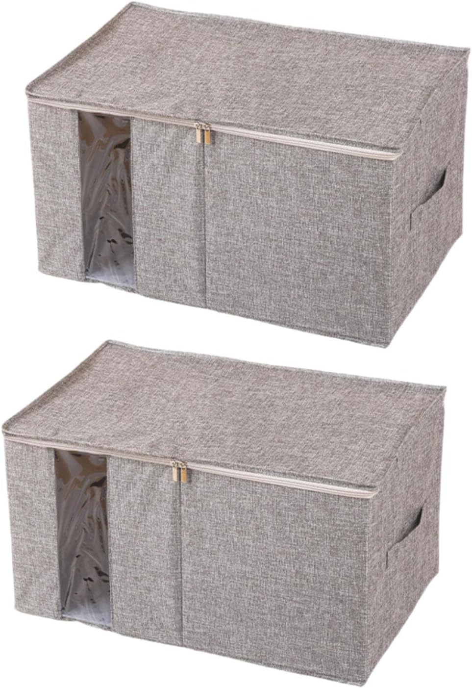 2X Closet Storage Container Dust Resistant Storage Organiser with Zip Stackable Sweater Clothes Organizer for Comforters, L