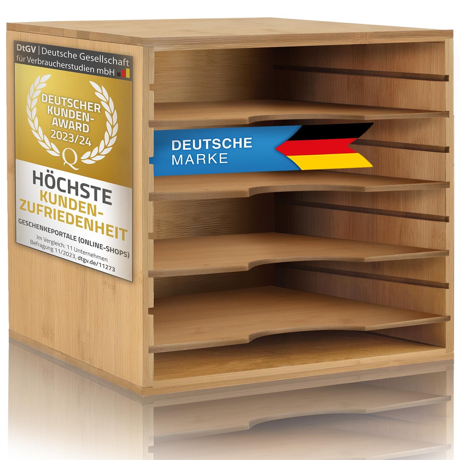 Dimono® Dokumentenablage Schreibtisch-Organizer Papierablage aus Bambus; Dokumentenhalter, Briefablage, Papierfächer Zeitschriftenständer für Zuhause, Büro, Praxis (Dokumentenablage)