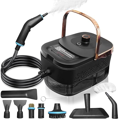 Steam Cleaner, Steamer for Cleaning, 2500W Pressurized Steam Cleaner with 12 Attachments, Portable Steamer Cleaner for Home Car Kitchen Bathroom Furniture Tile Grout (Rose Gold)