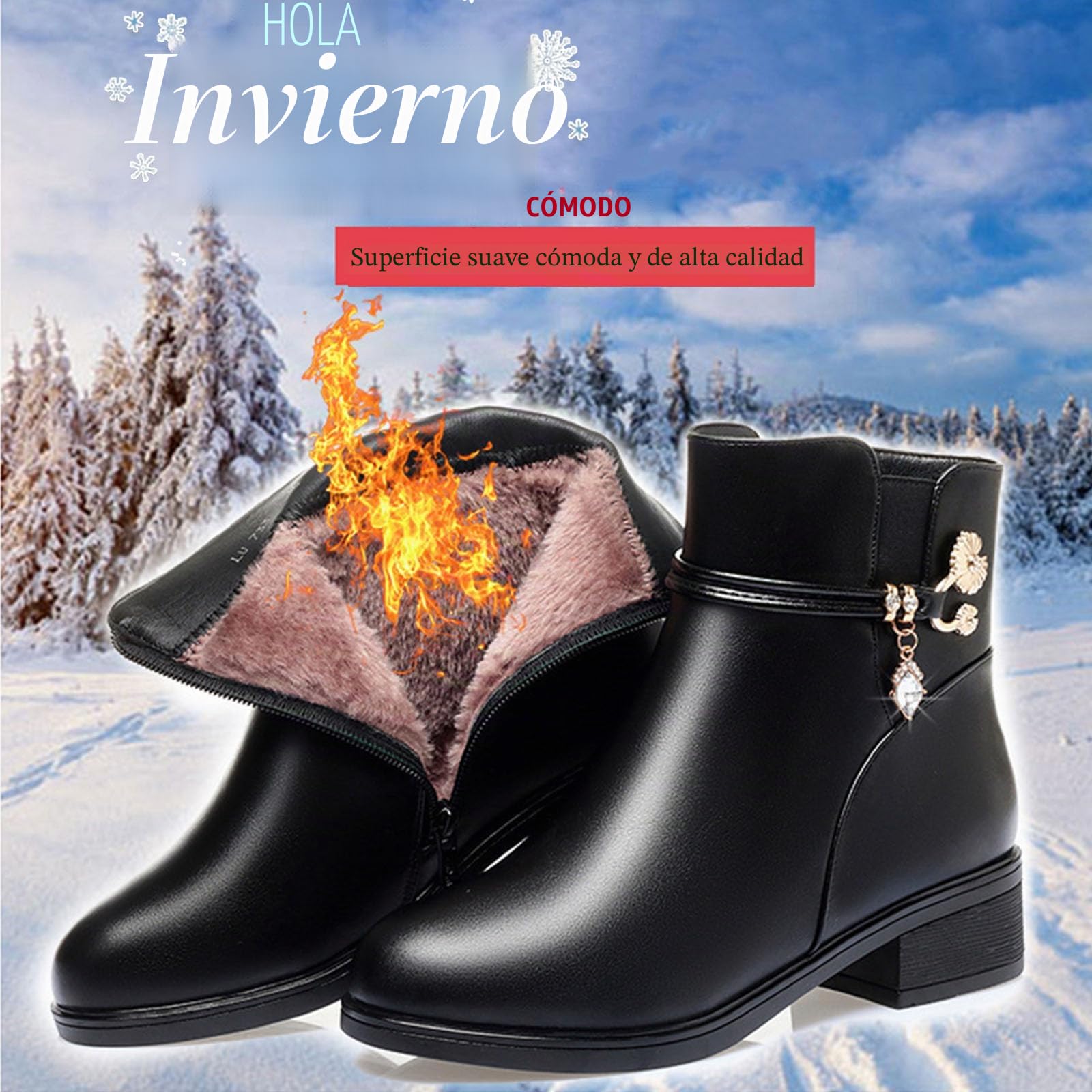 Botas ortopédicas de lana de piel auténtica para mujer, botas ortopédicas impermeables para mujer, botas de nieve con forro de piel de invierno