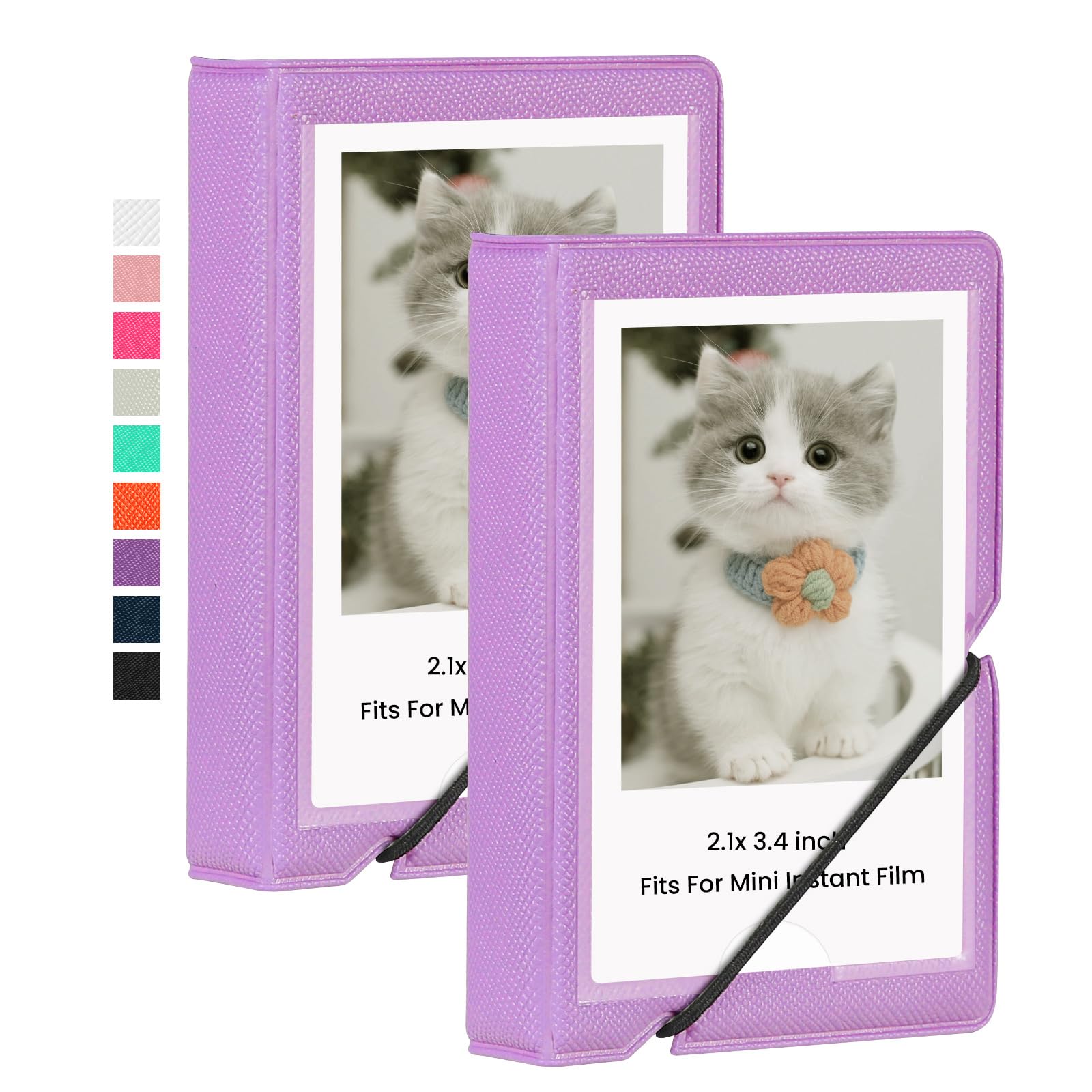 Lifting 2 Pack Mini Photo Album with 28 Pocket 2x3 Inch Pictures Fits for Fujifilm Instax Mini 7s 8 9 11 25 26 40 50s 90 Evo Z2300 Instant Camera, Polaroid Snap,Kpop Photocard Holder (Royal Purple)-image-48