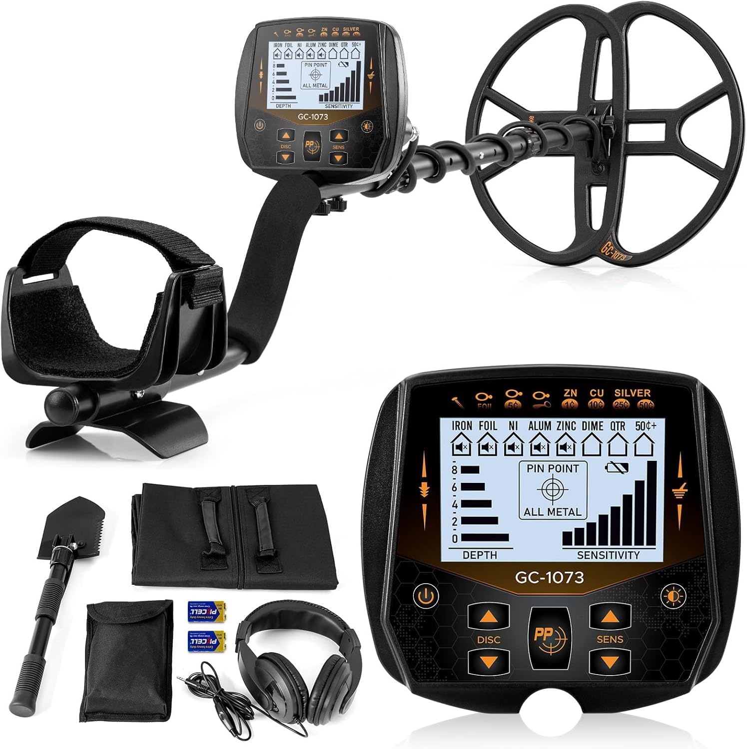 Hazlewolke Metal Detector for Adults Professional, 13" Double-D Waterproof Search Coil with High Sensitivity, 8 Metal Types with Pinpoint & DISC Mode, Suitable for Mineralized Soil