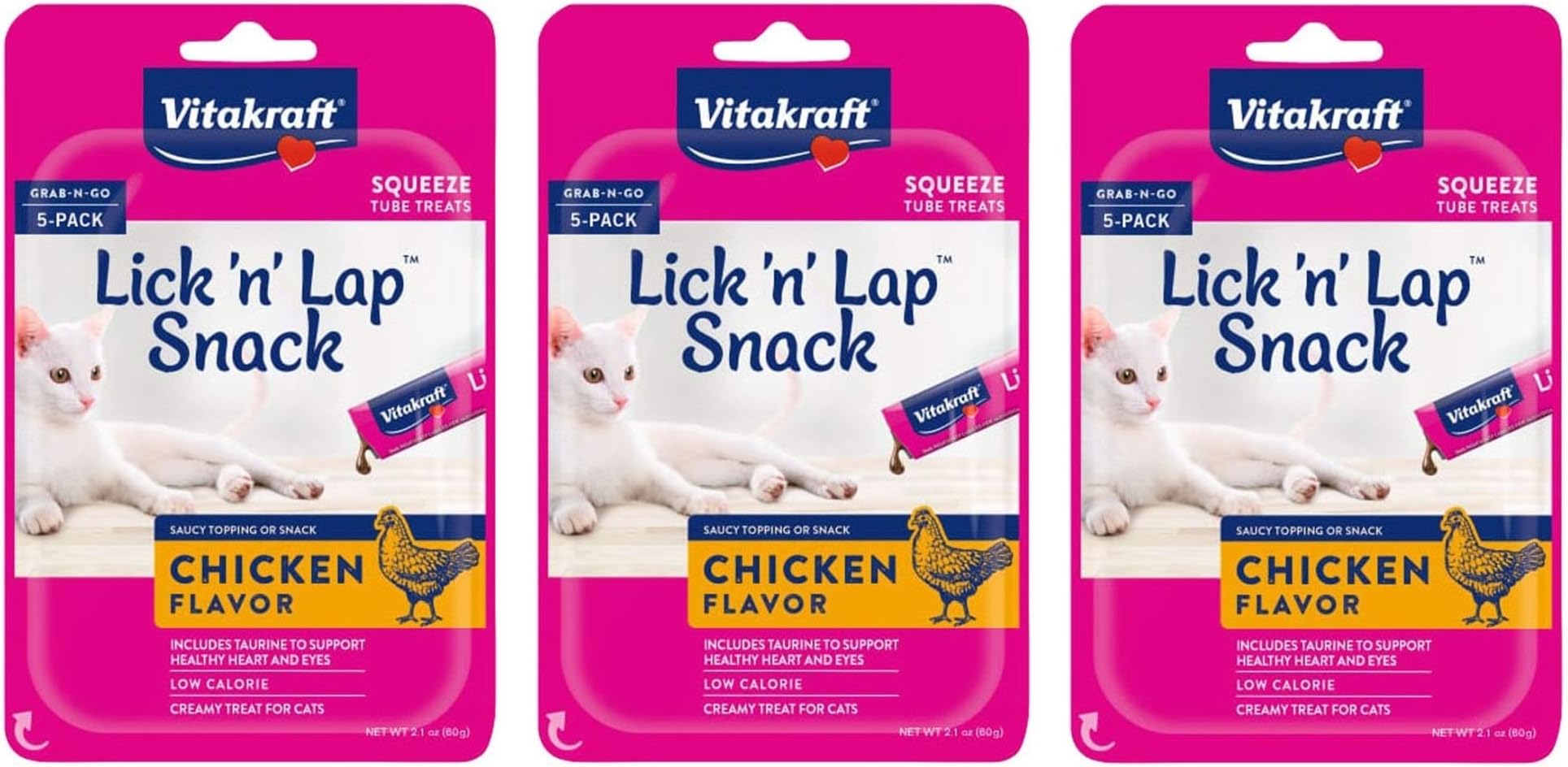 3 Pack of Chicken Lick 'n' Lap Snack, 5 Tubes Each, Gravy Cat Treat