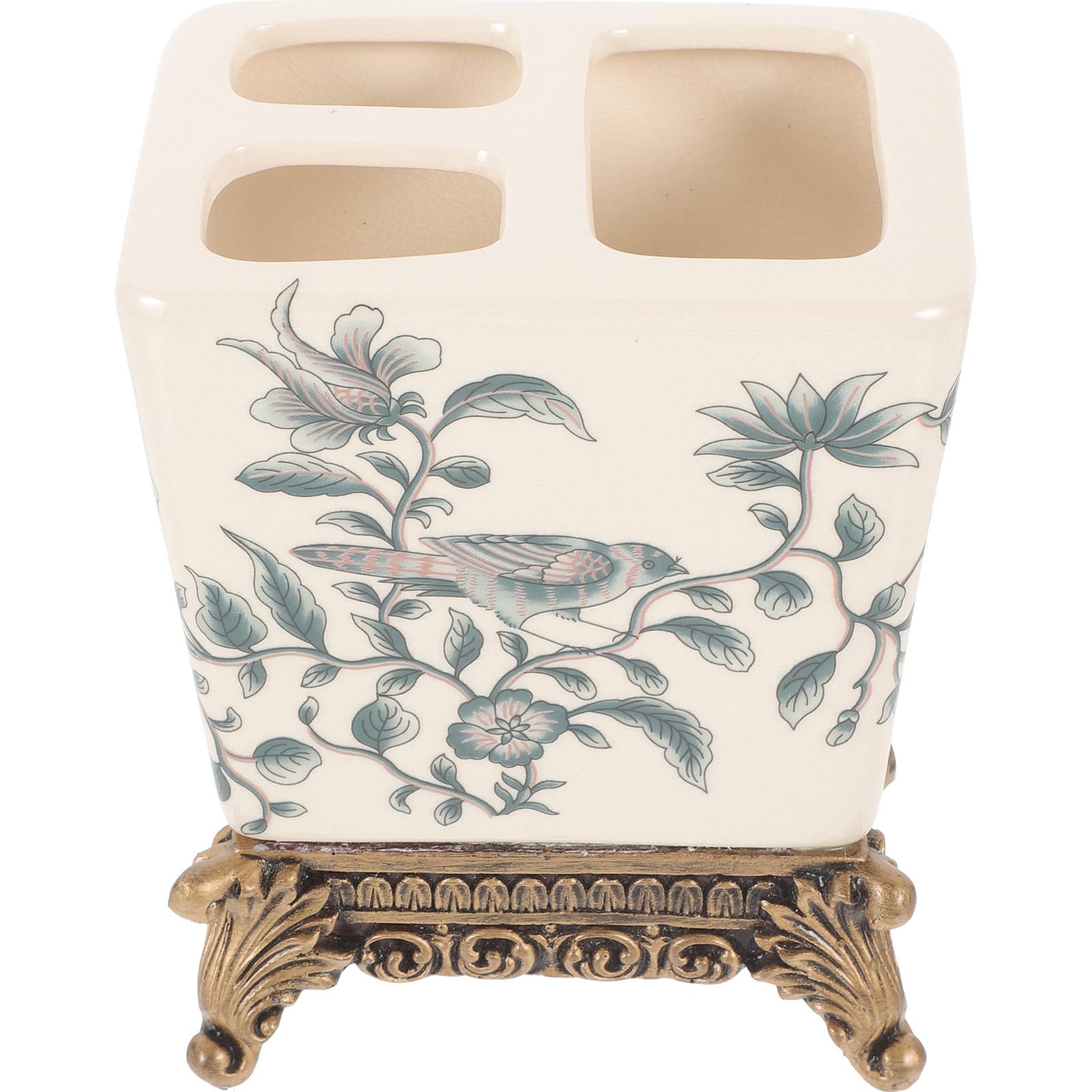 Porta spazzolino Portadentifricio in ceramica, stile europeo retrò compatto multifunzionale per bagno e cucina, per famiglie e coppie