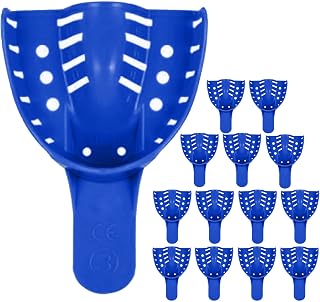 Royal Blue Premium Disposable Tracking Spacer Plastic Dental Impression Trays 12 PC Small, Medium, Large, Upper-Left, Lower-Right (#3 Upper Medium)