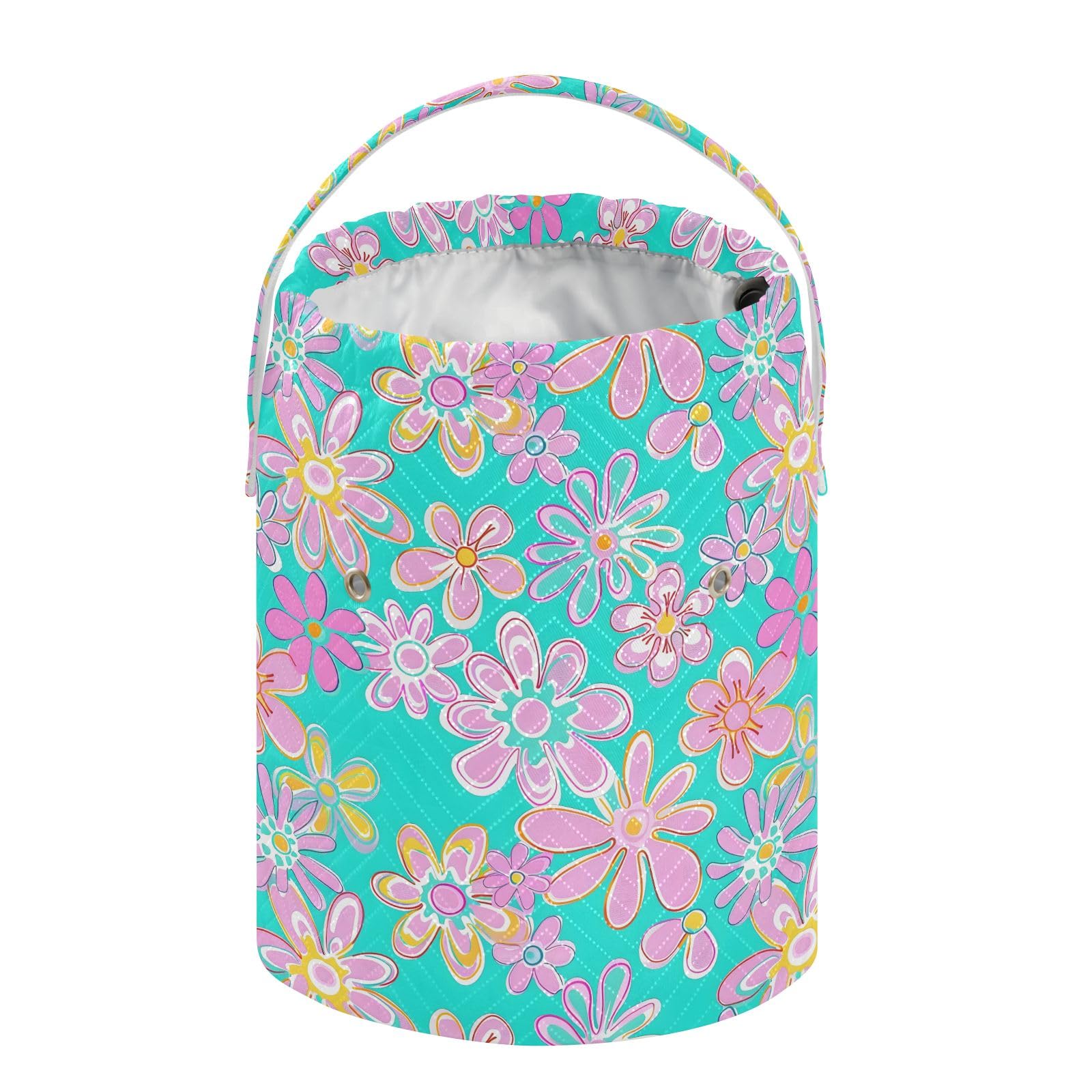 Yarn Storage Bag Small Crochet Bag Knitting Bag Organizer Hippie Flowers Yarn Bags for Crocheting Basket