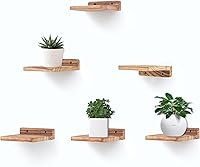 Vista 27 de Estantes flotantes pequeños, repisas de exhibición, juego de 6 mini estantes, estante de madera rústica para dormitorio, sala de estar, cocina