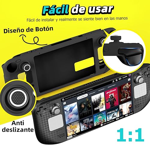 Miniatura 4 de IINE Steam Deck Protective Case 9 in 1 Full Protection,Soft Silicone Material Shockproof Case,Black