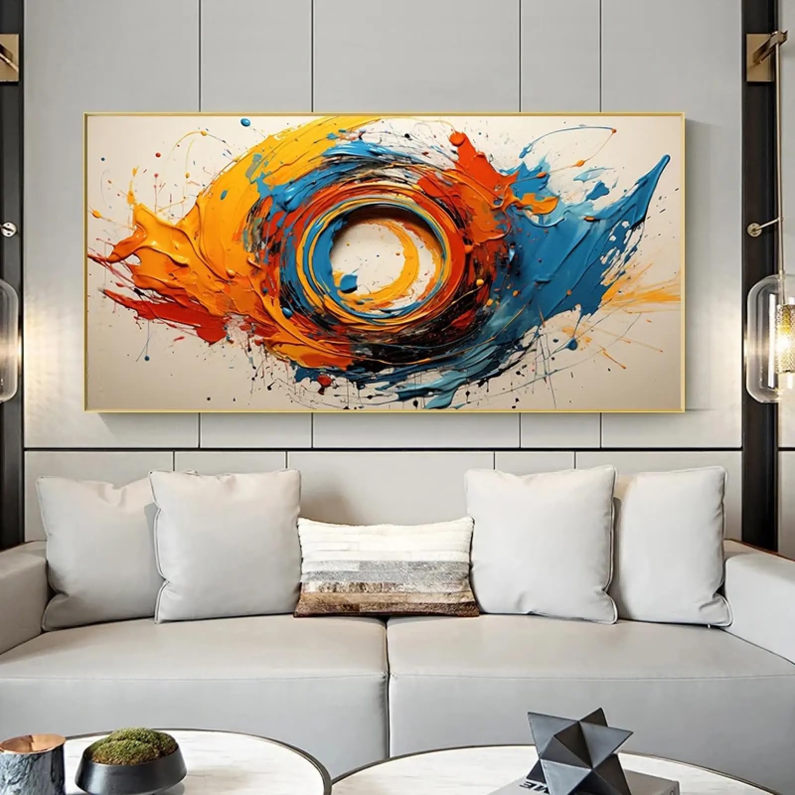 Affiche de cercle abstrait moderne toile colorée salon décoration murale