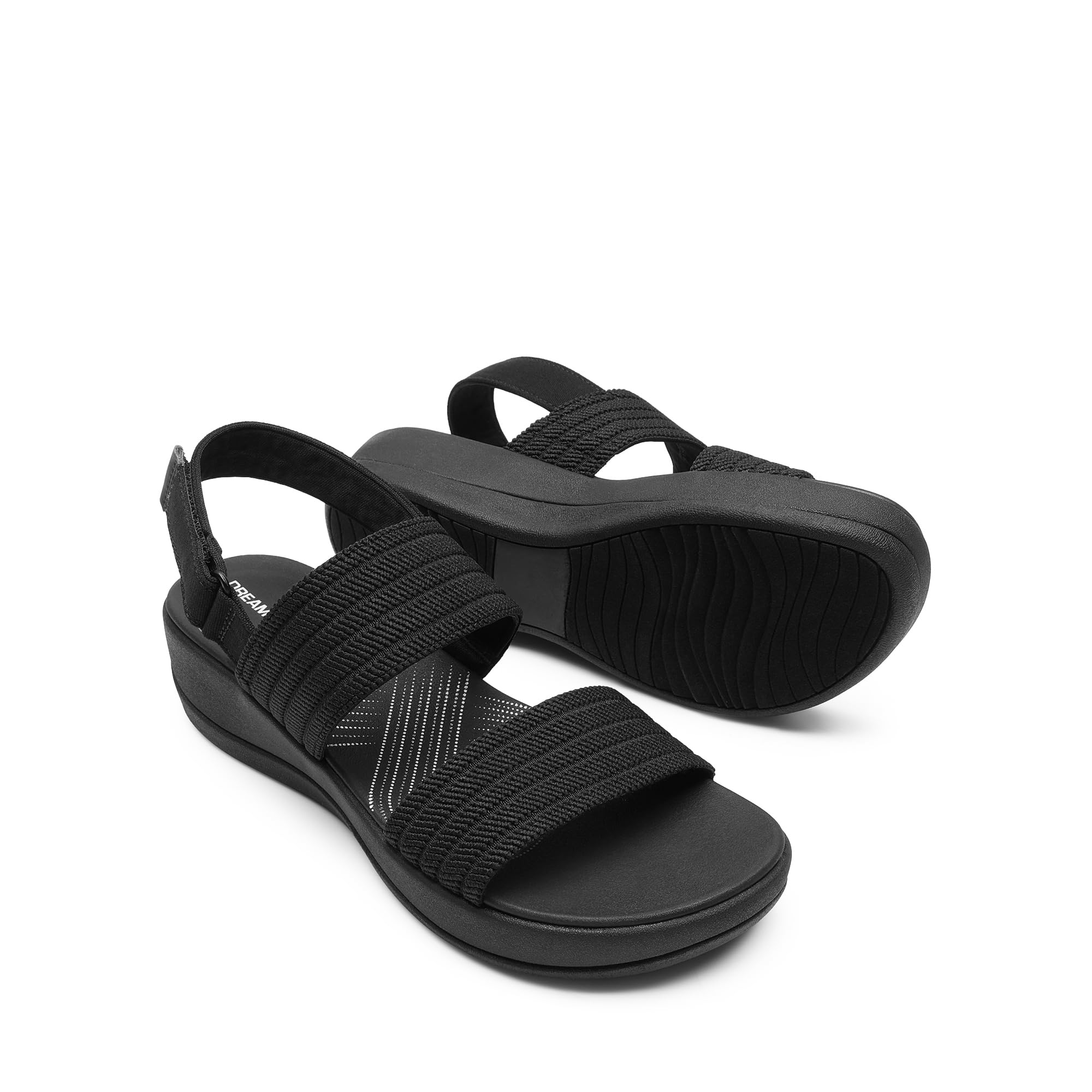 DREAM PAIRS Damskie sandały do chodzenia, lekka, miękka wkładka, niski klin, wygodne, do wewnątrz, na zewnątrz, płaskie sandały