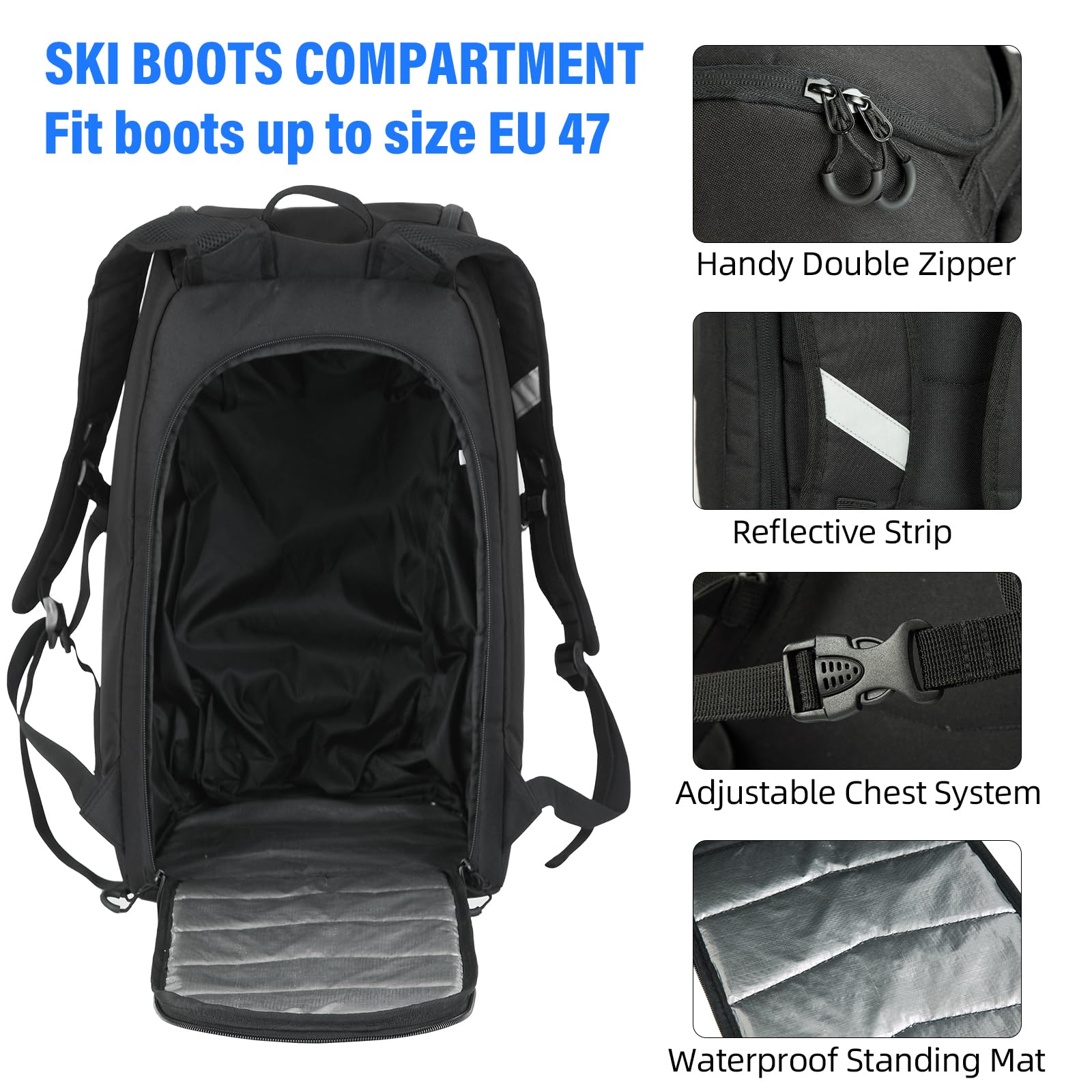 AUMTISC Bolsas de esquí Mochila para Botas de esquí Ligeras Equipaje Durable