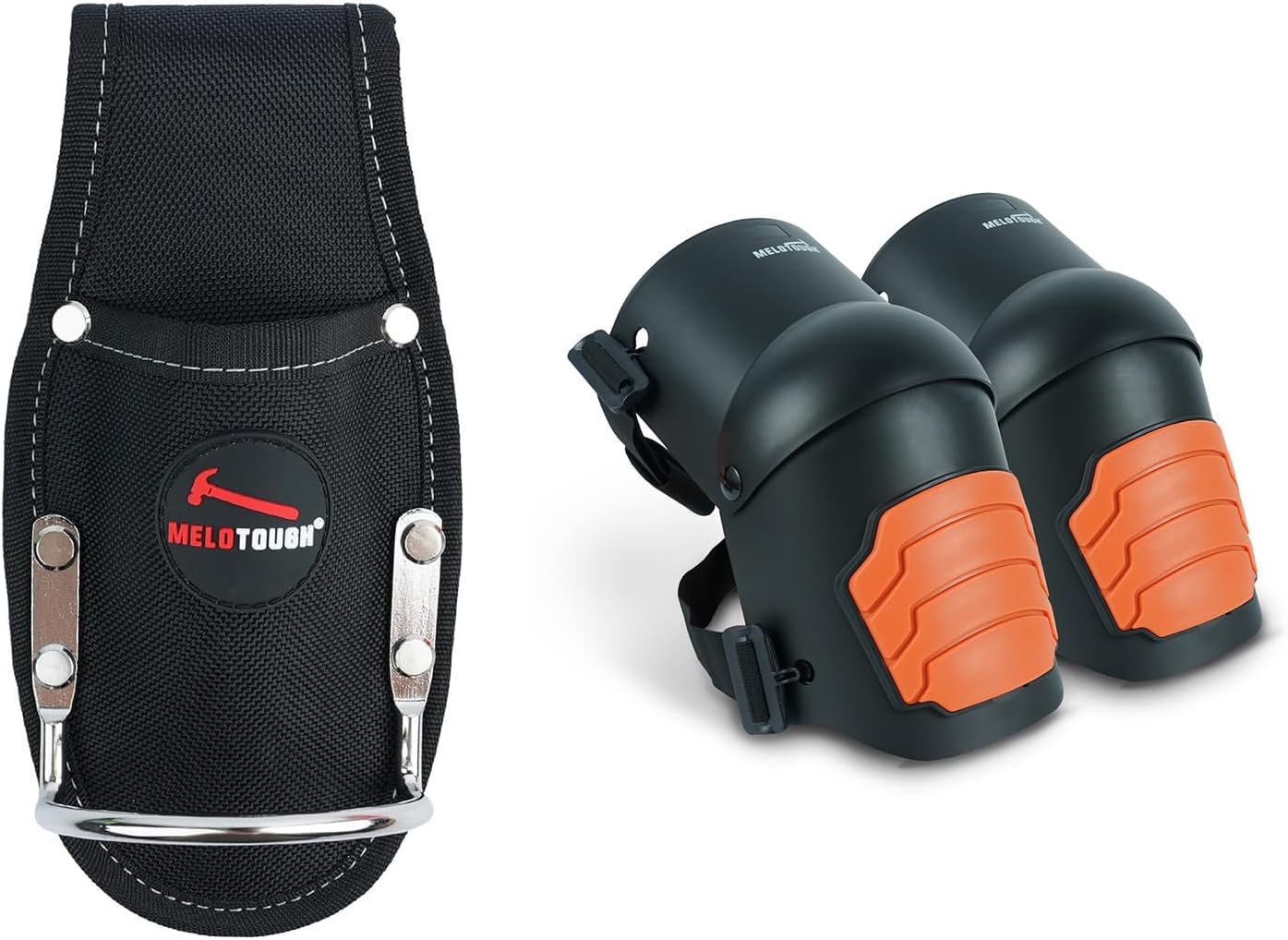 MELOTOUGH Plier Holster Tool Holder and Heavy Duty Steel Loop Hammer Holder, Knee Pads for Work,Construction,Flooring,Gardening