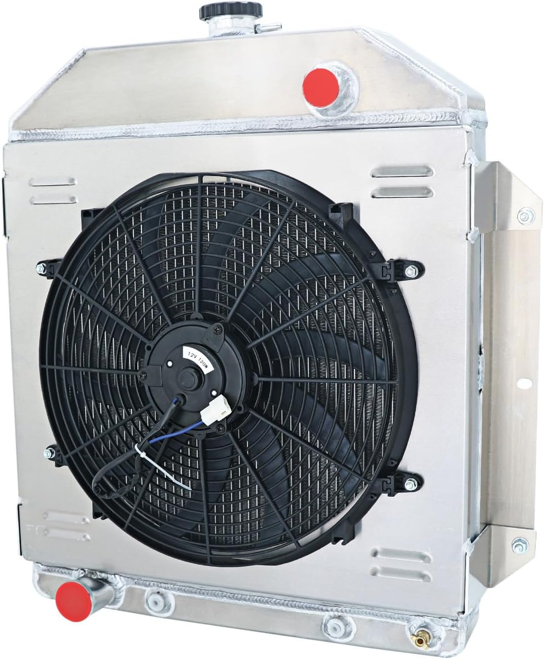 3 Row Core Aluminum Radiator Shroud Fan Relay for 1949-1953 Ford Cars Chevy Engine Ford Country Squire Sedan Anglia Prefect Consul 3.5L 3.7L 3.9L 4.2L 1950 1951 1952 49 50 51 52 53