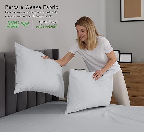 Miniatura 3 de RUVANTI Sábanas de 100 % algodón percal tamaño King, refrescantes y transpirables, duraderas, con una sensación nítida, suave y cómoda, bolsillo