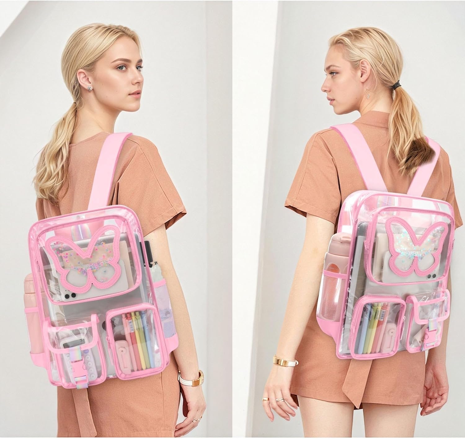 Clear Backpack for Girls Women Heavy Duty Transparent Bookbag Cute Bag Large Capacity See Through Backpacks for School - Image 8