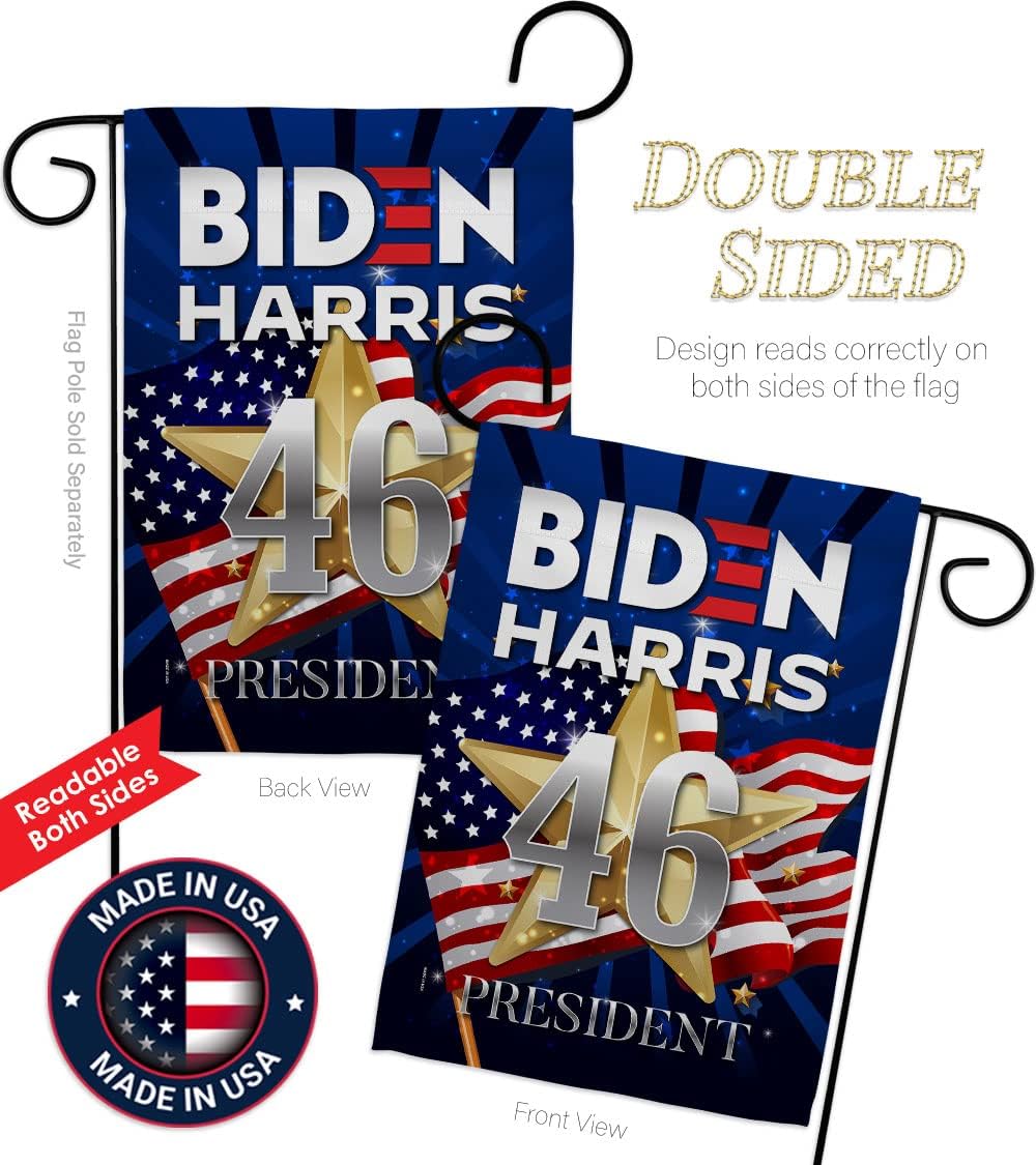 Biden Harris Flag 46 Garden Flag Set Wall Holder Patriotic Vote President Democrat Republican Tea Party United State American Election House Banner Small Yard Gift Double-Sided, Made in USA