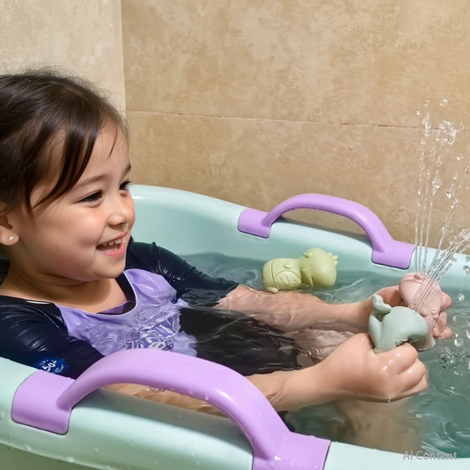 Ginbear Giocattoli da bagno in silicone per bambini, antimuffa, giocattoli da bagno per bambini in età prescolare, giocattoli da bagno atossici per bambini dai 6 mesi in su (confezione da 4)
