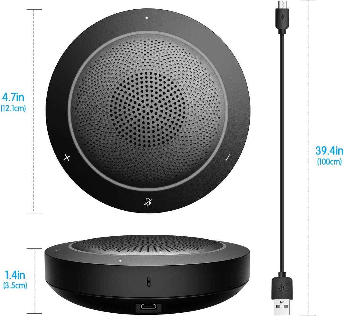 Kaysuda USB Speaker Phone 360° Omnidirectional Microphone Portable Conference Speakerphone Echo Cancellation for Skype Business of Microsoft Lync, VoIP Calls, Webinar, Phone, Call Center, Recording : Electronics