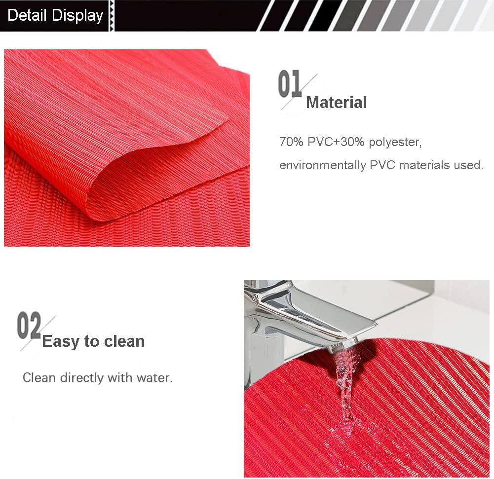 Red Washable Round and Wedge Shaped Table Placemats Set