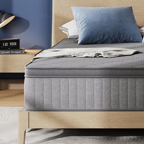 Avenco 12 Inch King Size Mattress, Hybrid Mattress with Smarts Coil™ Pocket Springs for Targeted Support and NanoGel™ Memory Foam for Cool Night Sleep & Motion Isolation, CertiPUR-US Certified