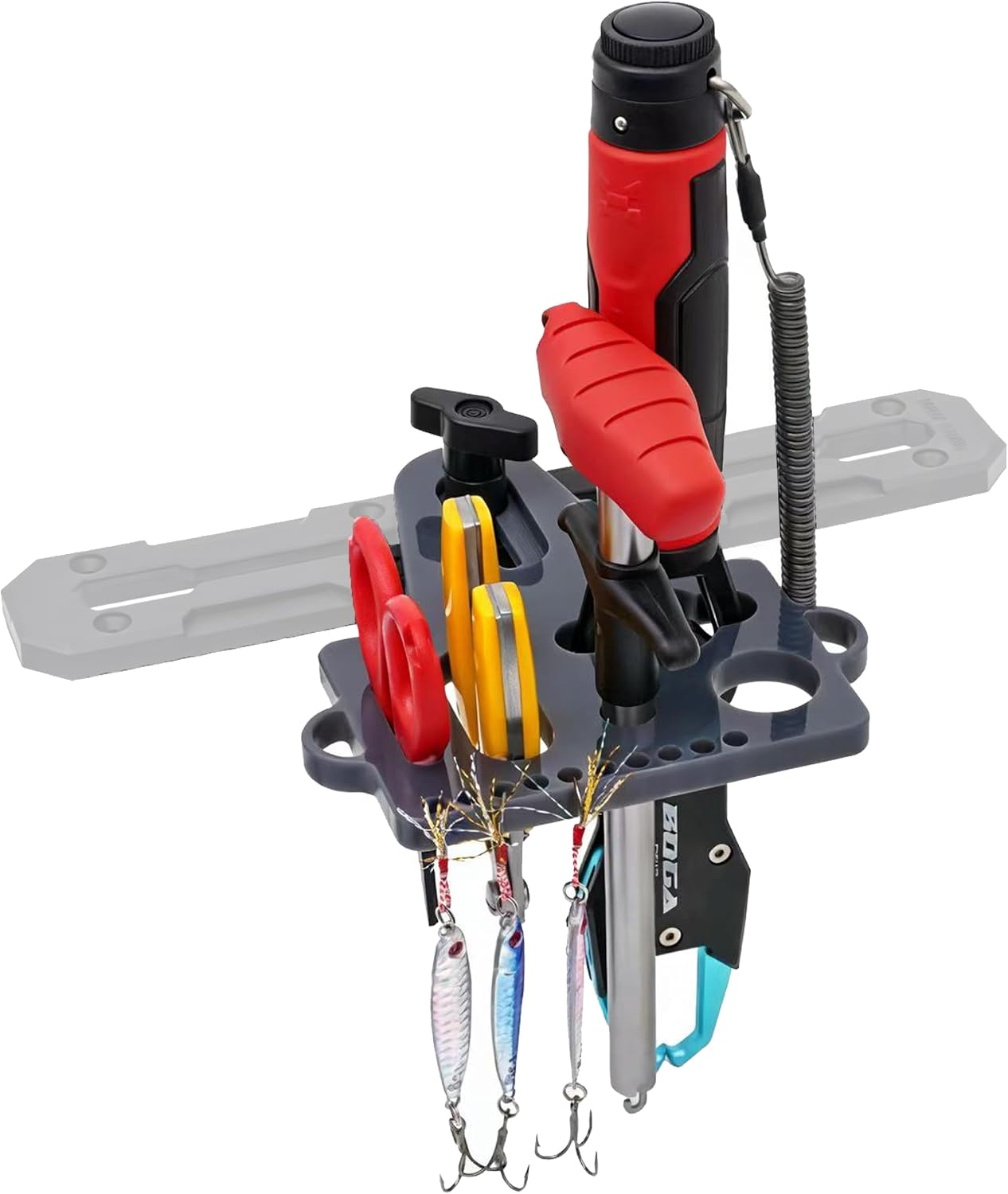 Kayak Fishing Tool Holder,Track Mounted Organizer for Knife Holder,Multi-Purpose Expansion Board No-Drill Installation (Dark Gray)