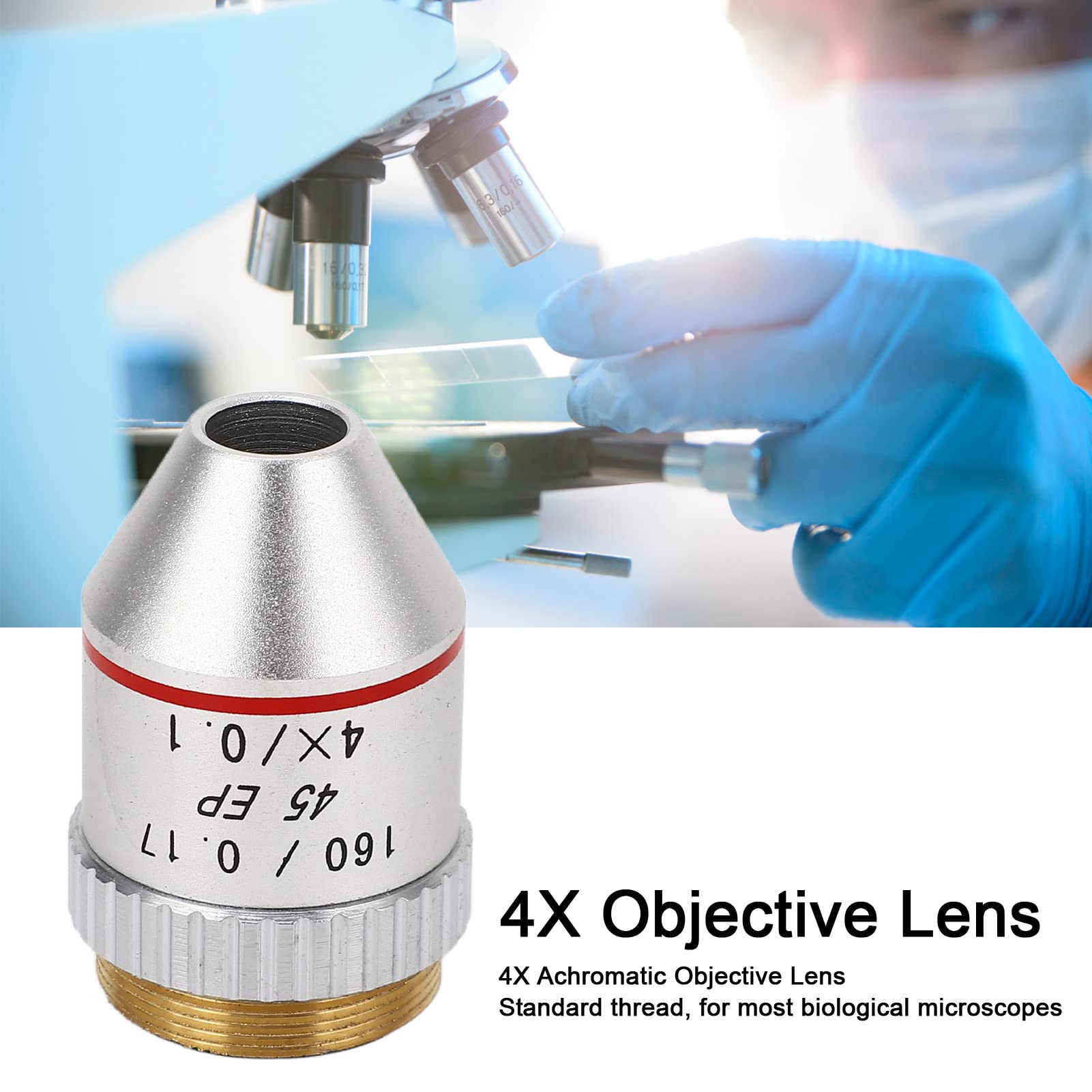 NDNCZDHC 4X Microscope Objective Lens 195EP Achromatic Objective Lens Replacement for Biological Microscope Telescope