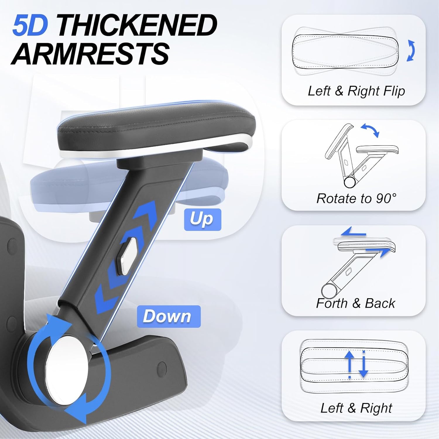 750lbs Ergonomic Office Chair,Upgrade Big and Tall Office Chairs for Heavy People,Mesh High Back Desk Chair with 5D Flip Arms Large Wheels,Adjustable Headrest & Lumbar Support,Wide Chairs - Image 3
