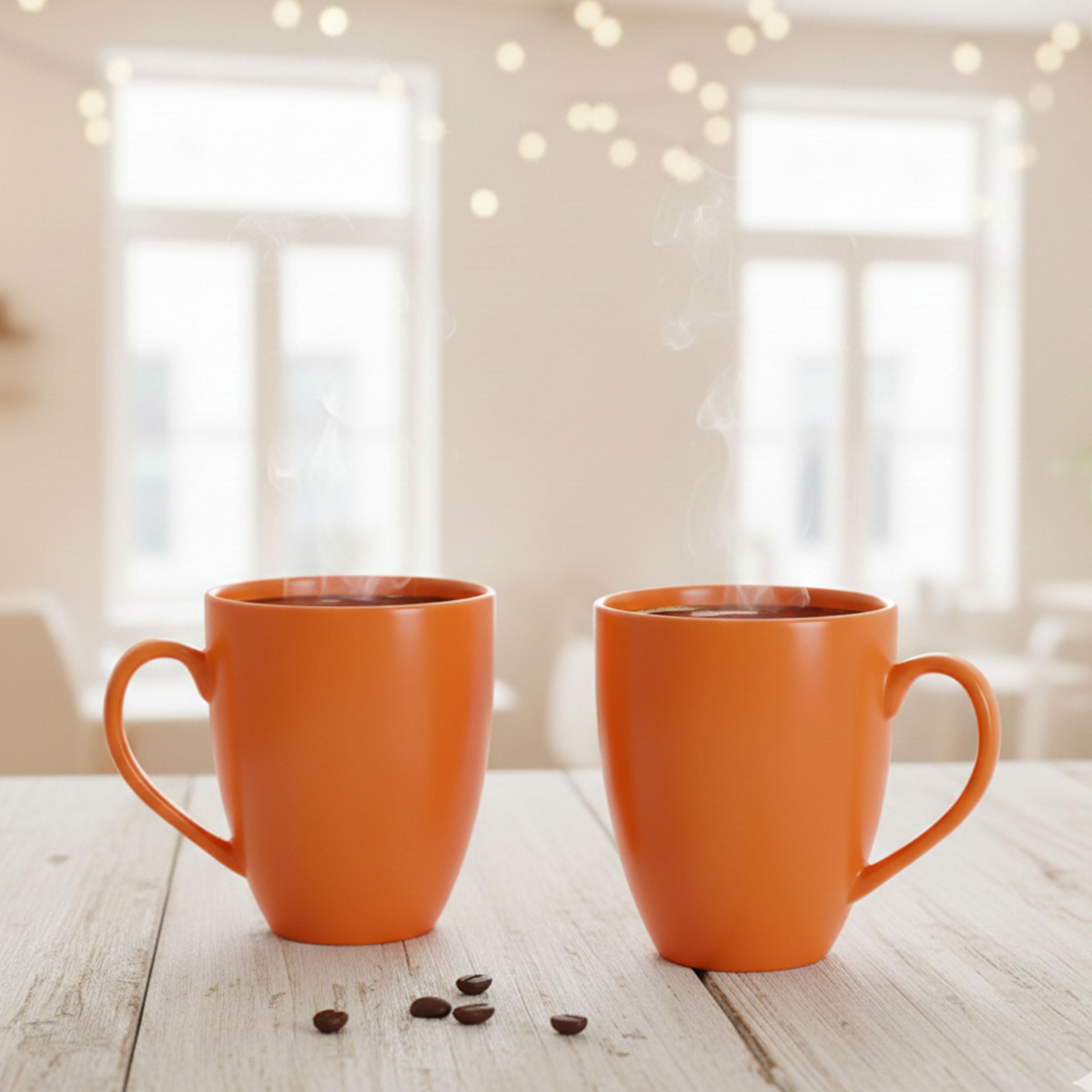 Gift Arcadia Ceramic Orange Coral Coffee Mugs Set of 2| Handmade Ceramic Mug | Microwave Safe Ceramic Color Mugs for Tea Coffee | Hot & Cold Beverages Tea Cups | 330ml (Orange)