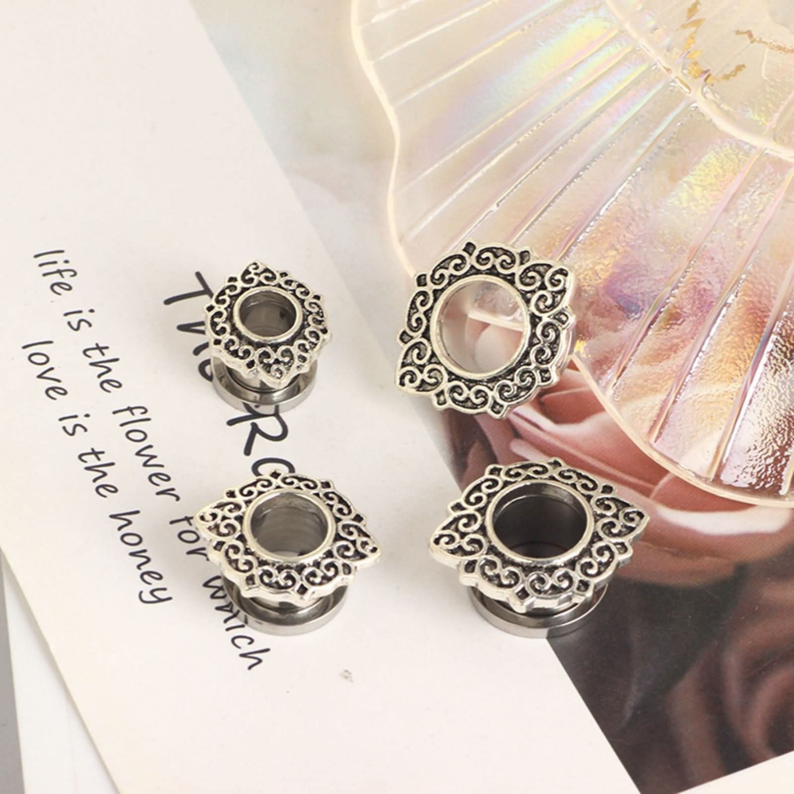 Daesar Plugs 6-16MM, Ohrringe Tunnel Edelstahl Filigran mit Schraubverschluss Ohr Expander Set Piercing Tunnel Plug