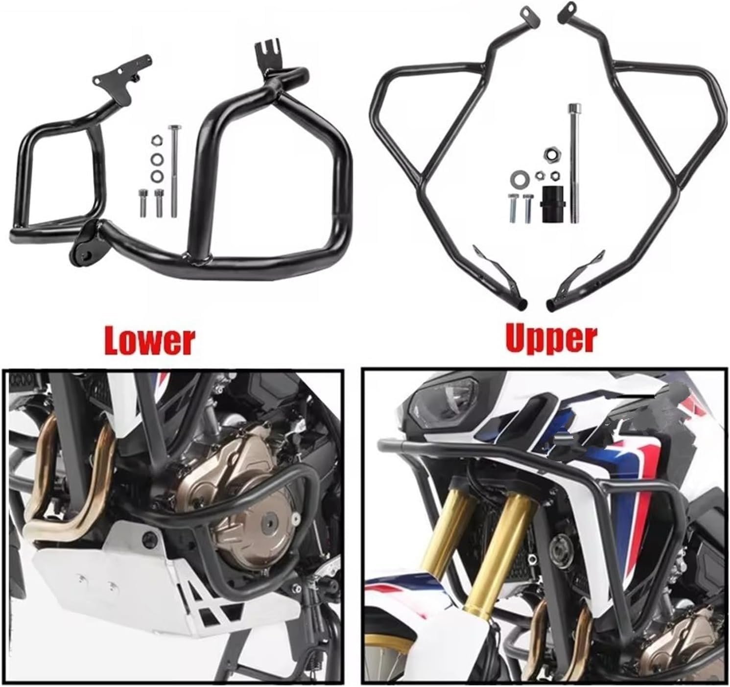 Barre protezione moto Telaio per barra di protezione per motocicletta per CRF1000L per Africa per Twin 2016-2019 superiore e inferiore