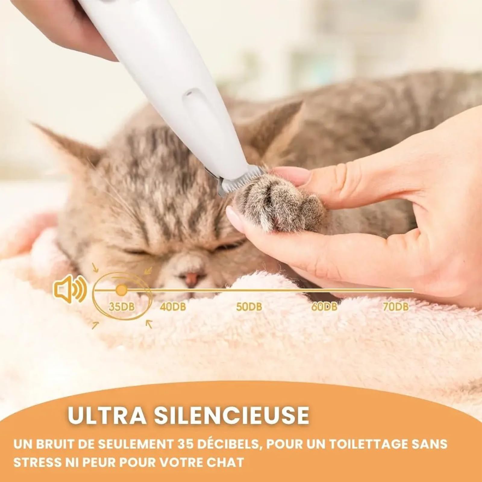 Patounet Tondeuse, de Precision Pour Chat, 35 db À Faible Bruit, Lames Douces, Sûres et Hypoallergéniques, Rechargeable Par Usb, Comprend un éclairage LED, Compact et Pratique (1PC)