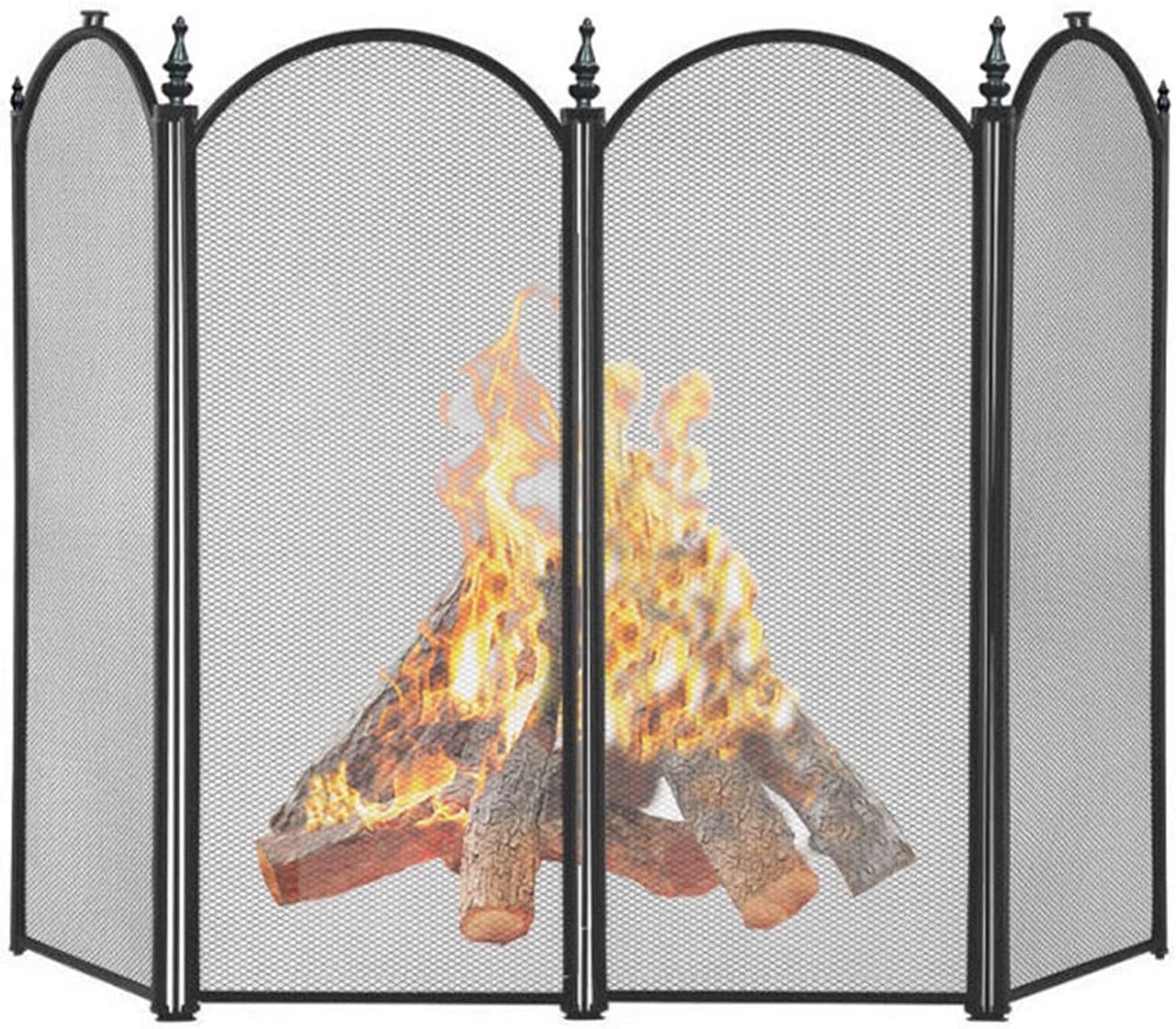 Fireplace Screen for Baby Safety - 4 Panel Metal Mesh Fence, 120cm Wide, Ideal for Open Fire & Wood Burners, Durable and Stylish Fire Guard, Safe Home Decor