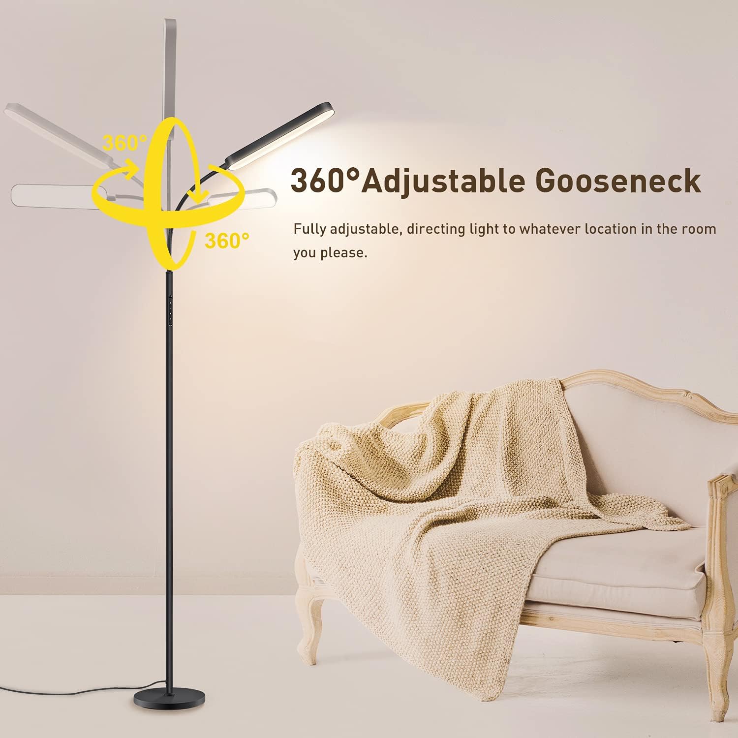 Outon LED Floor Lamp with 360-degree adjustable gooseneck