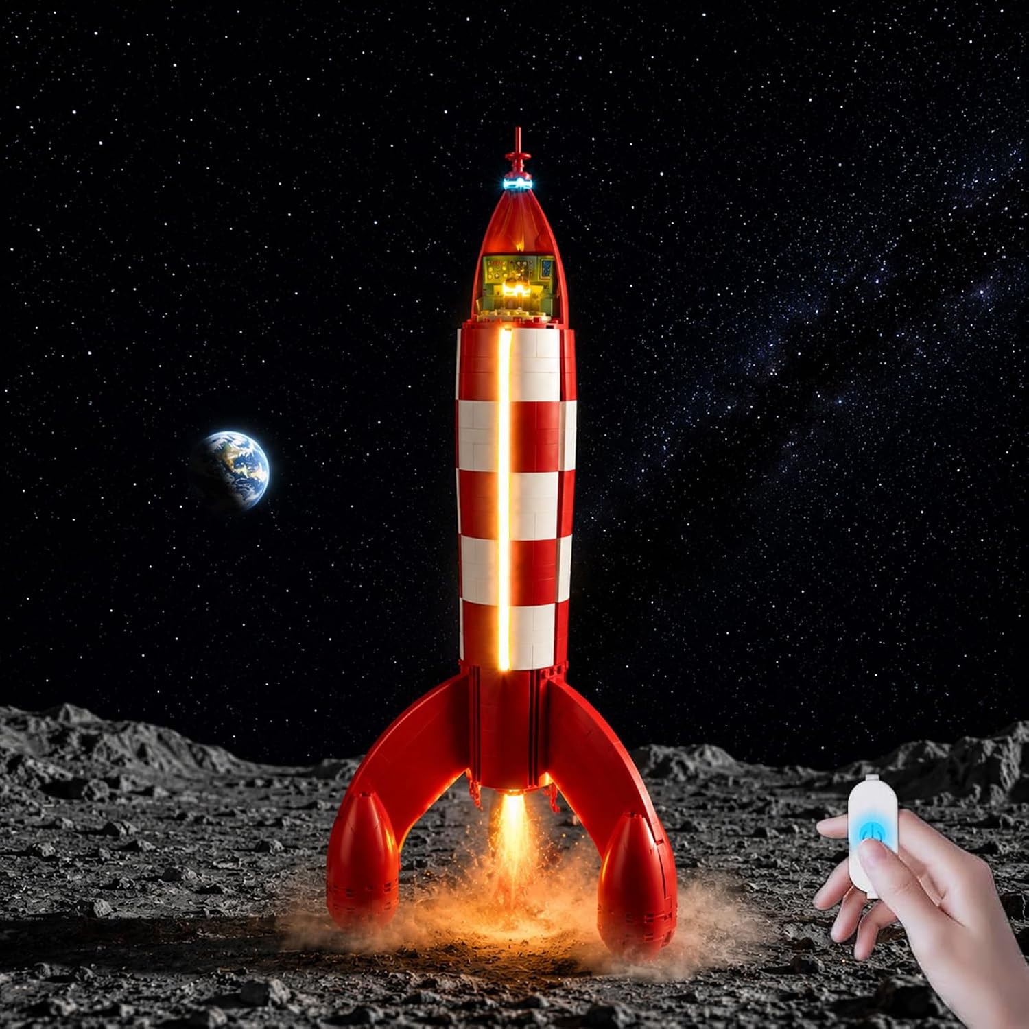 BrickSoul LED Light Kit Compatible with Lego Tintin Moon Rocket 21367 Building Blocks, Upgrade Touch Control & Dimming, Lights Only, Model Set Not Included, Touch Version