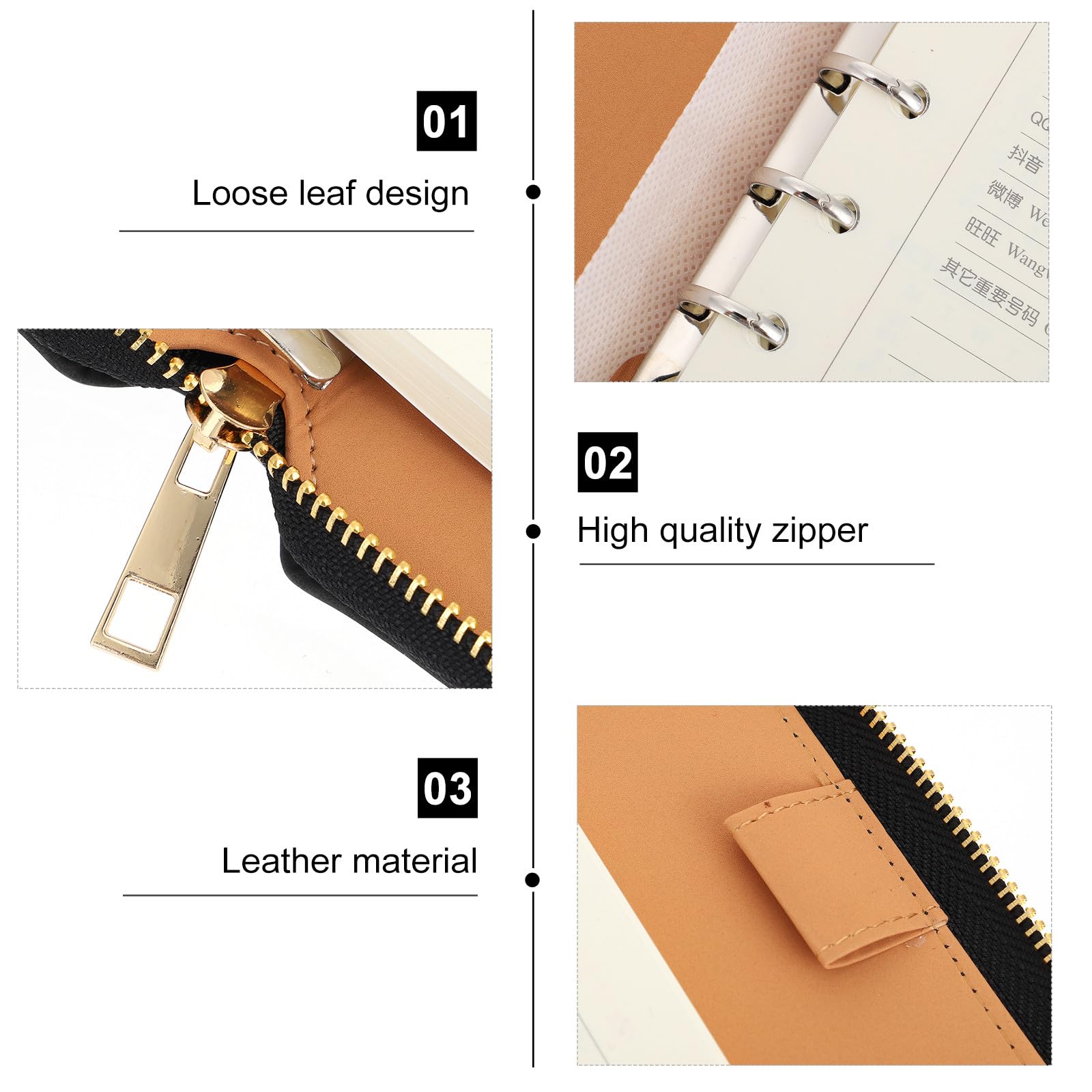 Abaodam Taccuino Elegante con Copertina in Pelle Sintetica e Chiusura a Cerniera, Formato A5, Carta di Alta Qualità, Superficie Liscia per Utilizzo Quotidiano in Ufficio o Studio