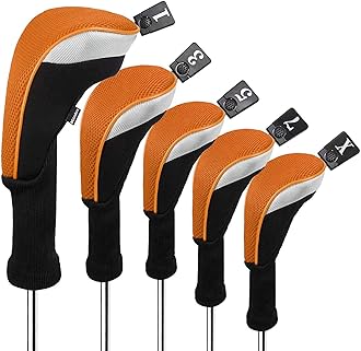 Andux5pcs/Set Mesh Golf 460cc Driver Fairway Wood Club Head Covers Long Neck with No. Tags