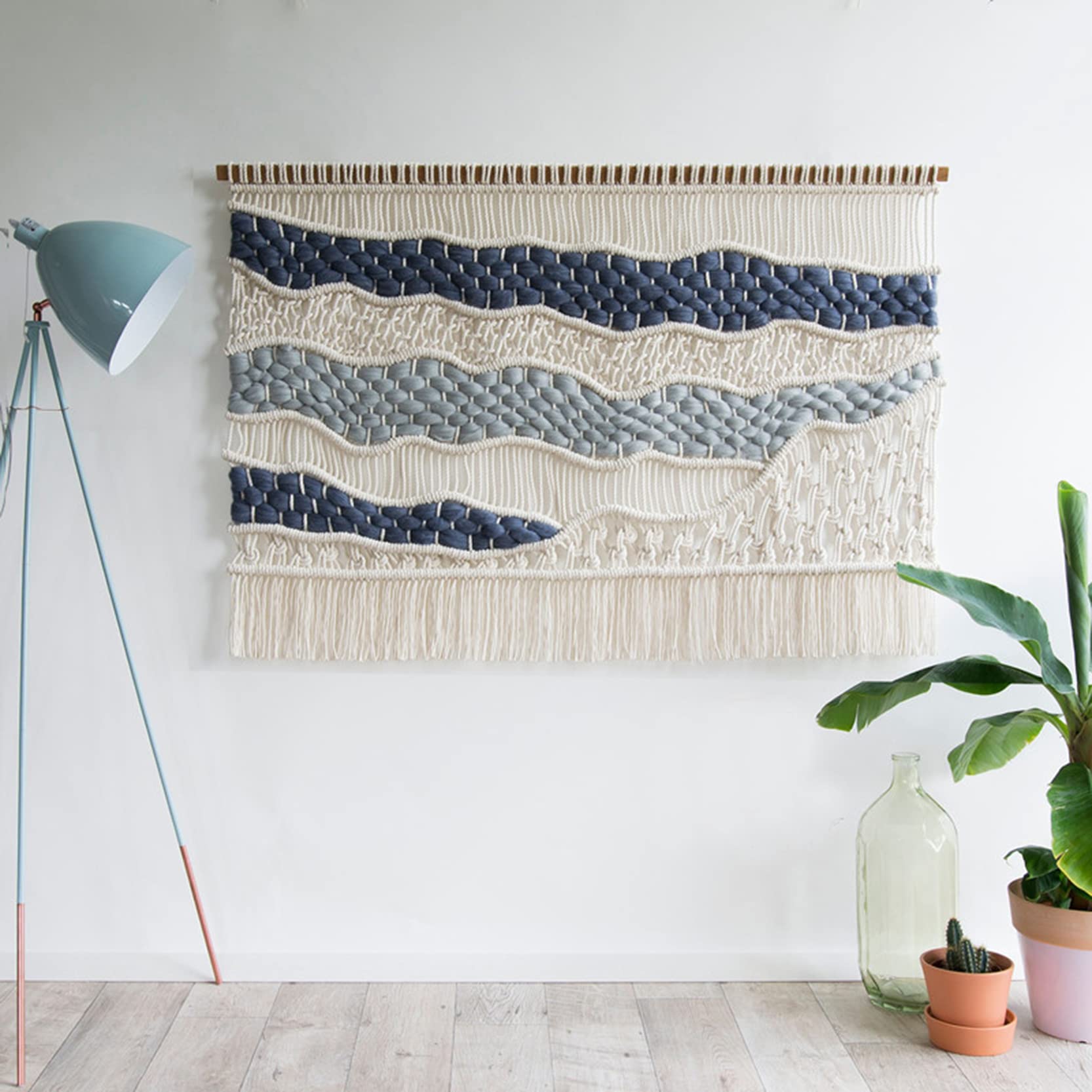 Tenture Murale En Macramé Fait Main - 100% Coton, Style Bohème, 100x80 Cm, Neuve